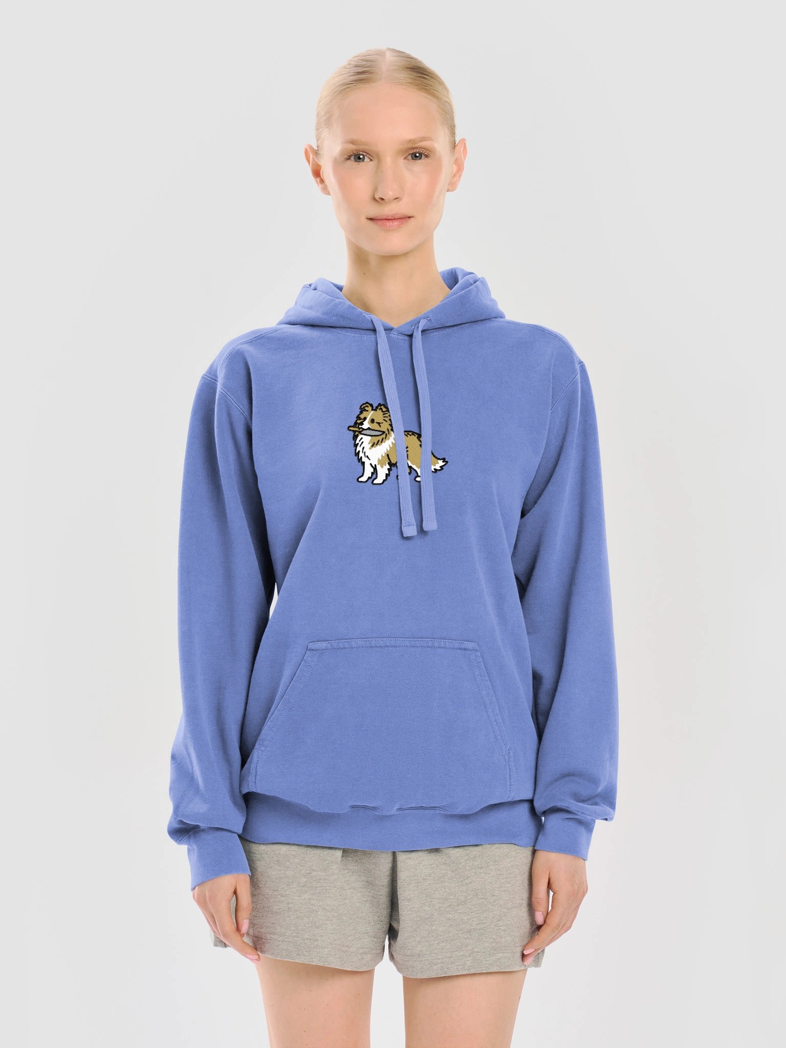 Funny Chibi-Style Shetland Sheepdog(Tan & White) Embroidered Premium Hoodie product image (21)
