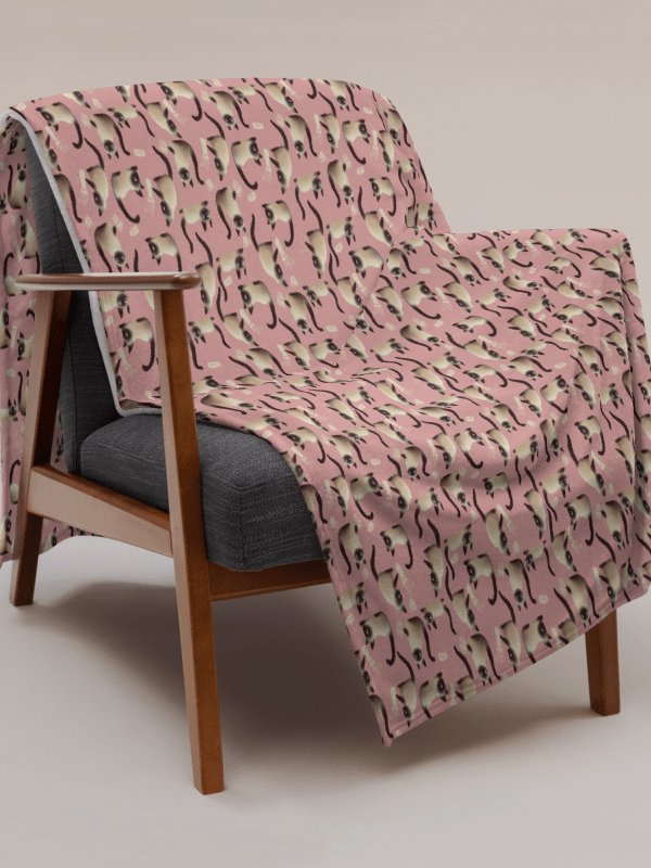 Bad Siamese Cats Knocking Stuff Over Throw Blanket, Pink product image (11)