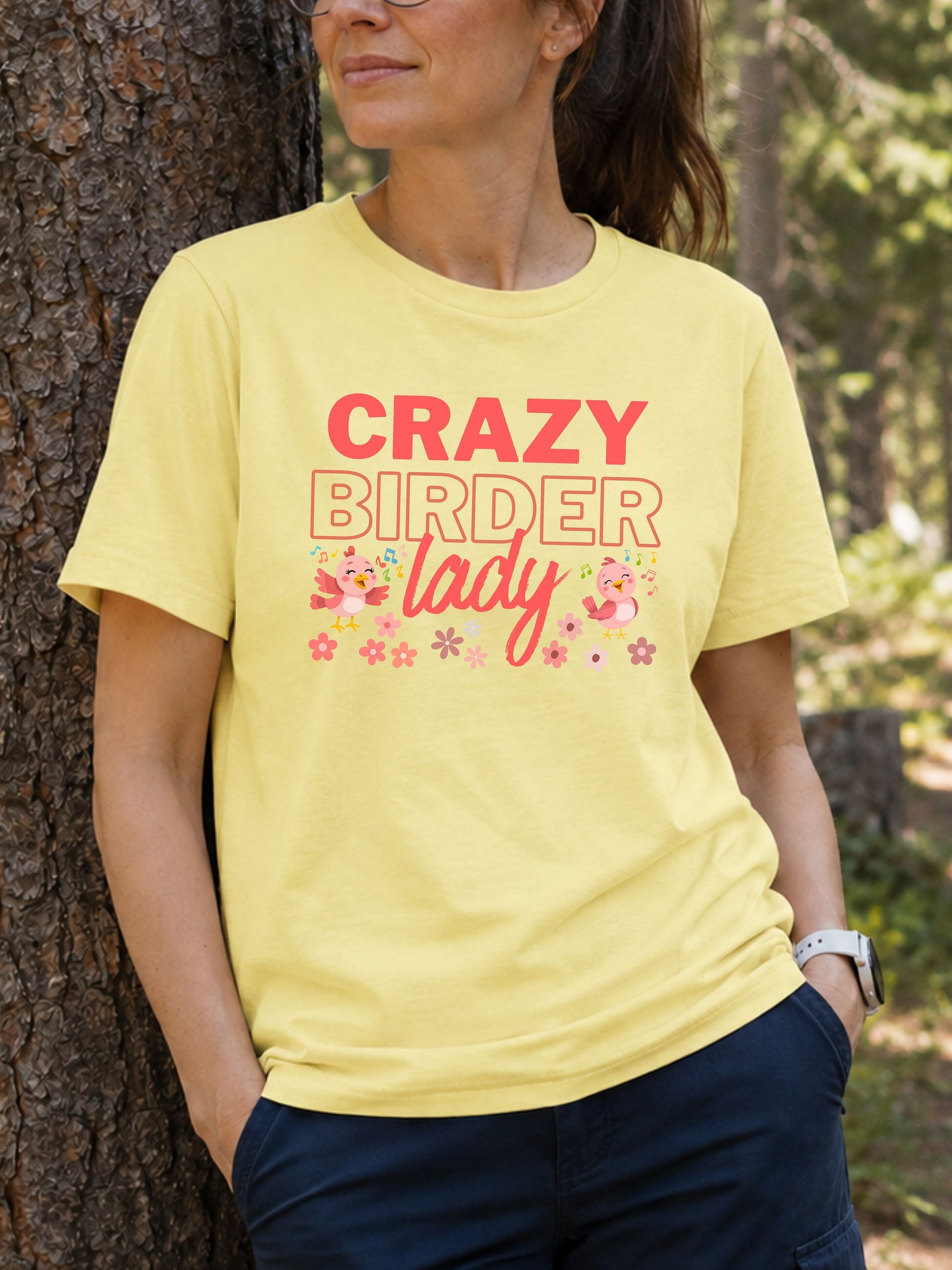 Crazy Birder Lady Cute T-Shirt – Graphic Tee for Women Bird Lover product image (6)