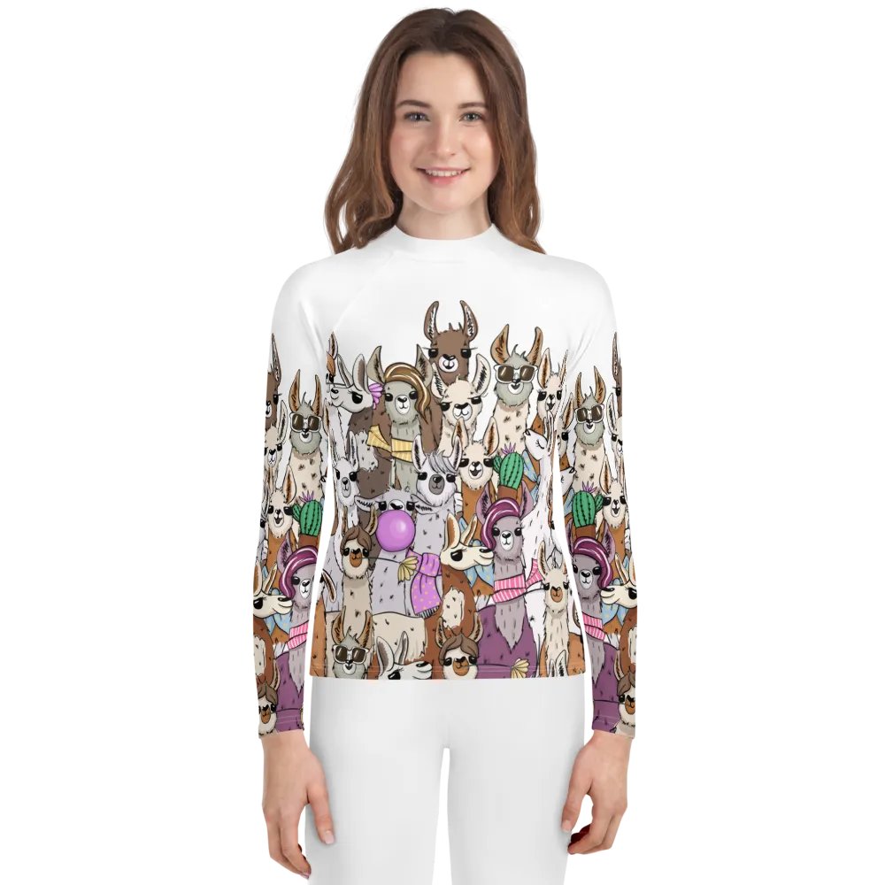 Llama Fiesta Youth Rash Guard product image (1)