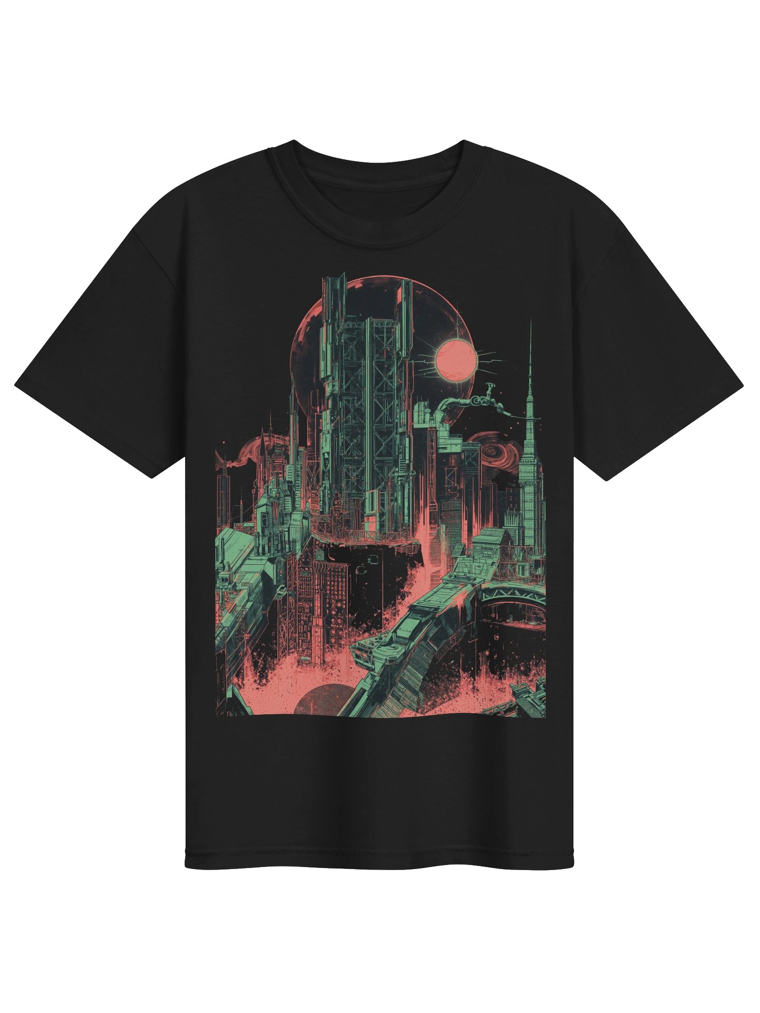 Neon Cyberpunk Cityscape Heavyweight T-Shirt product image (1)