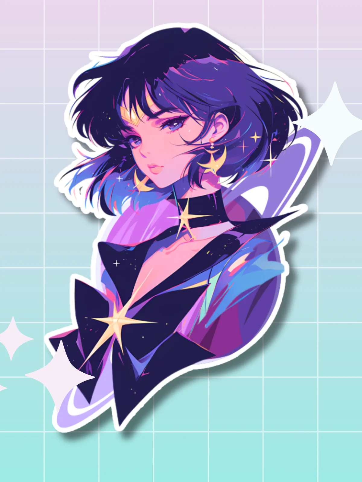 Sailor Saturn 80's anime style sticker product image (1)