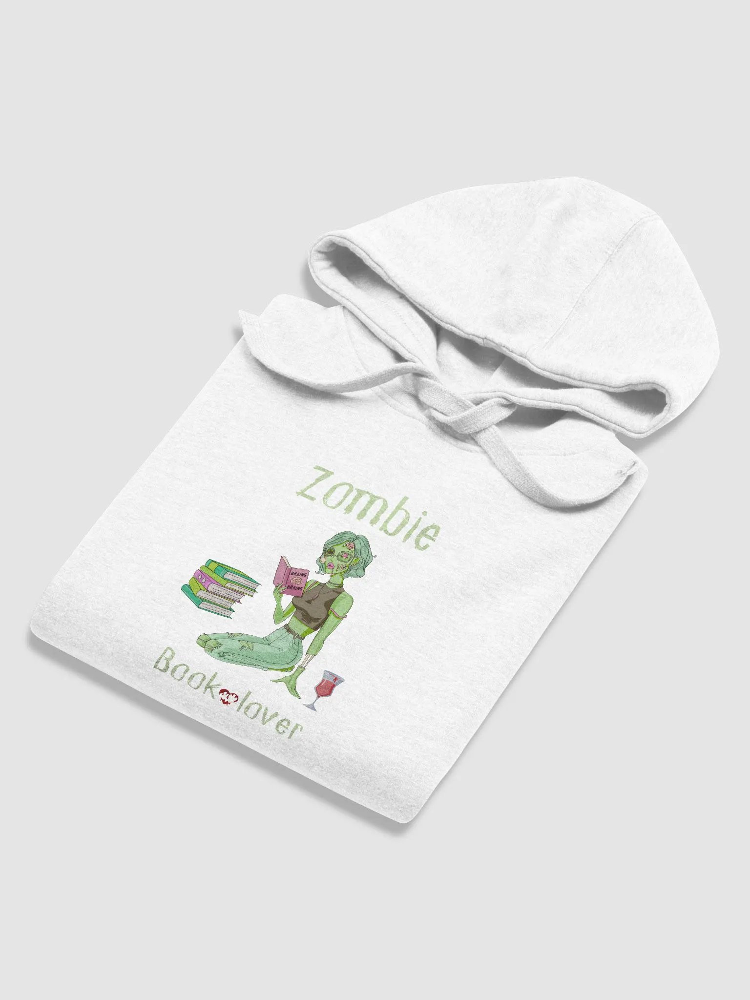 Zombie Book Lover White Unisex Hoodie product image (6)