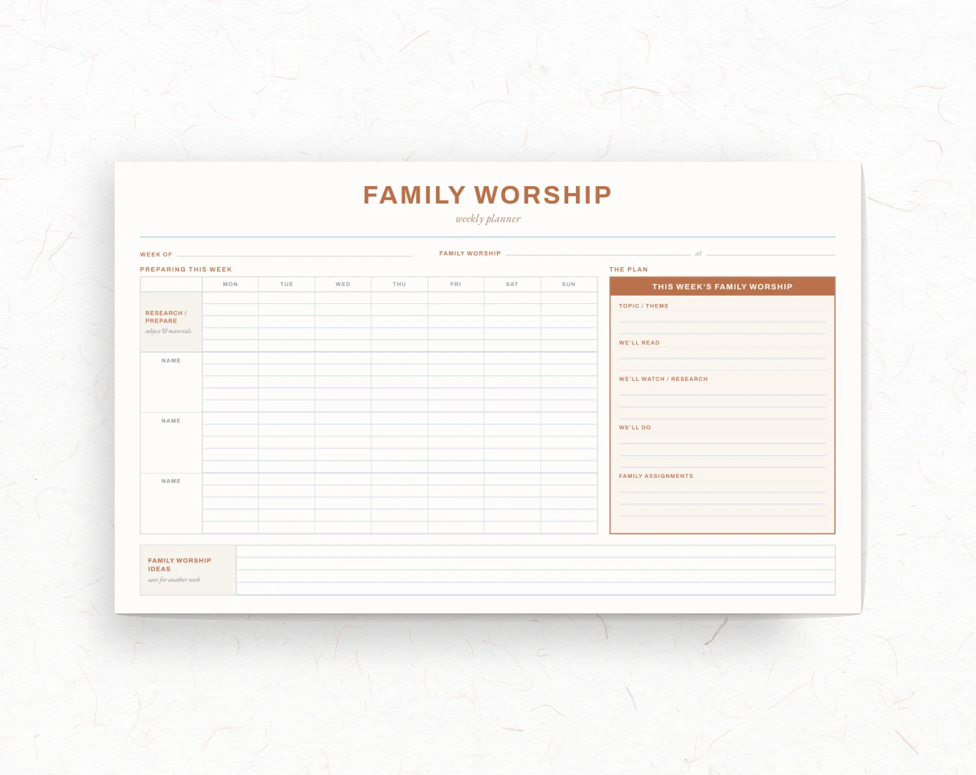 Family Worship Planner Notepad product image (1)
