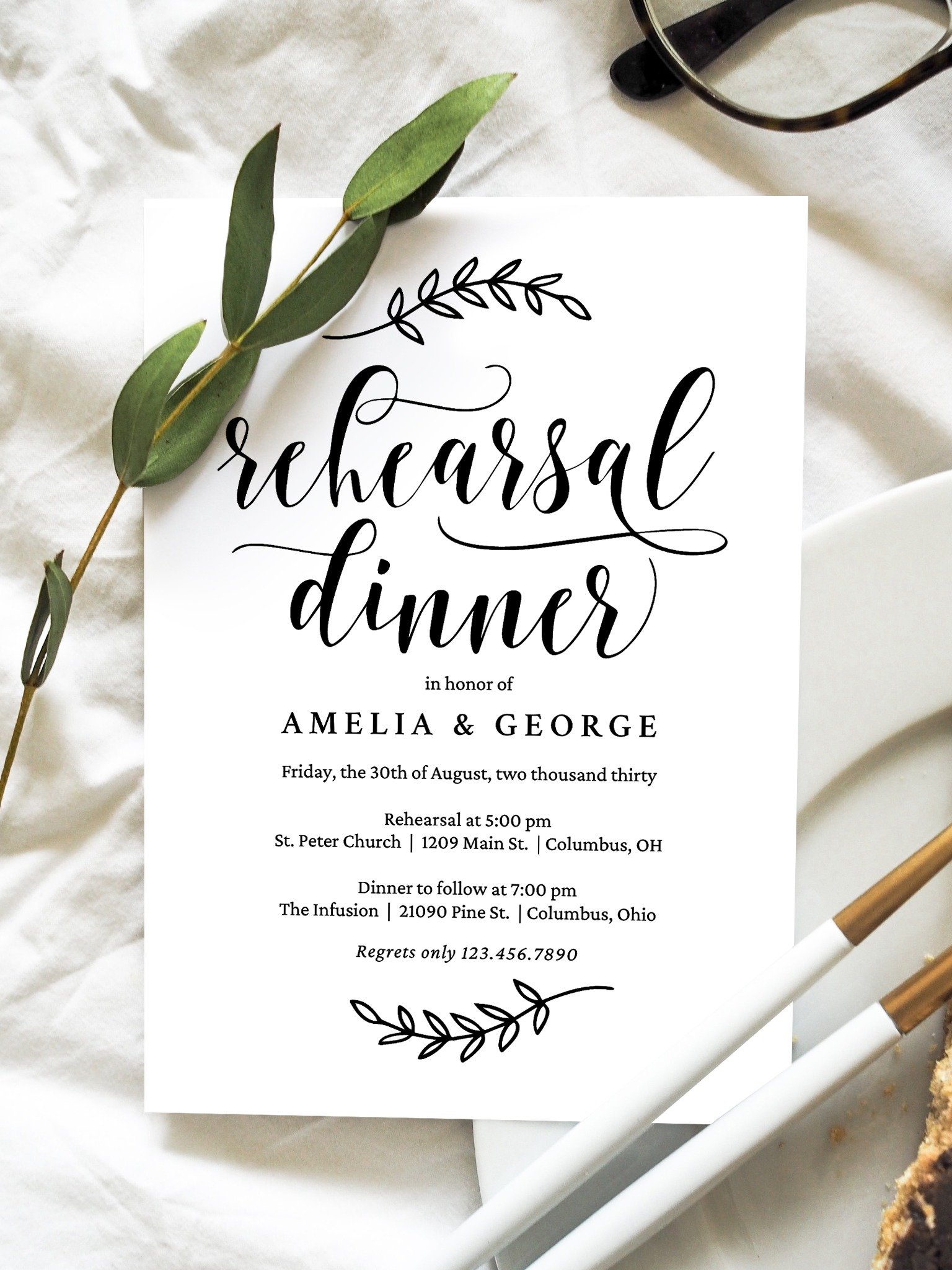 Rustic Elegance Rehearsal Dinner Invitation Canva Template REC product image (2)
