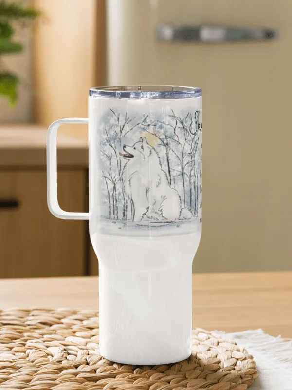 Samoyed Walking Cloud of Happiness Travel Mug product image (2)