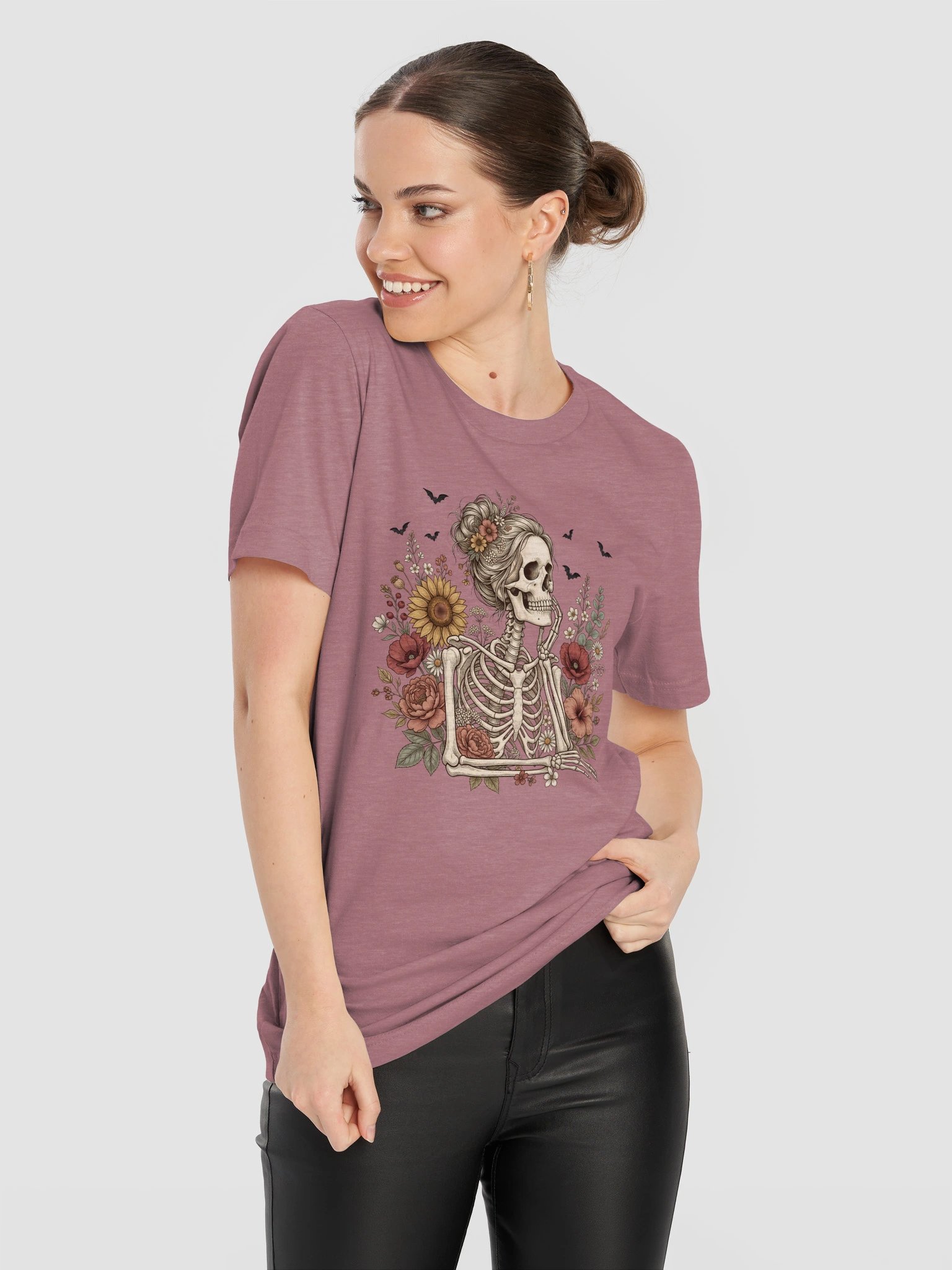 Floral Skeleton T-Shirt | Gothic Wildflower Halloween Tee product image (81)