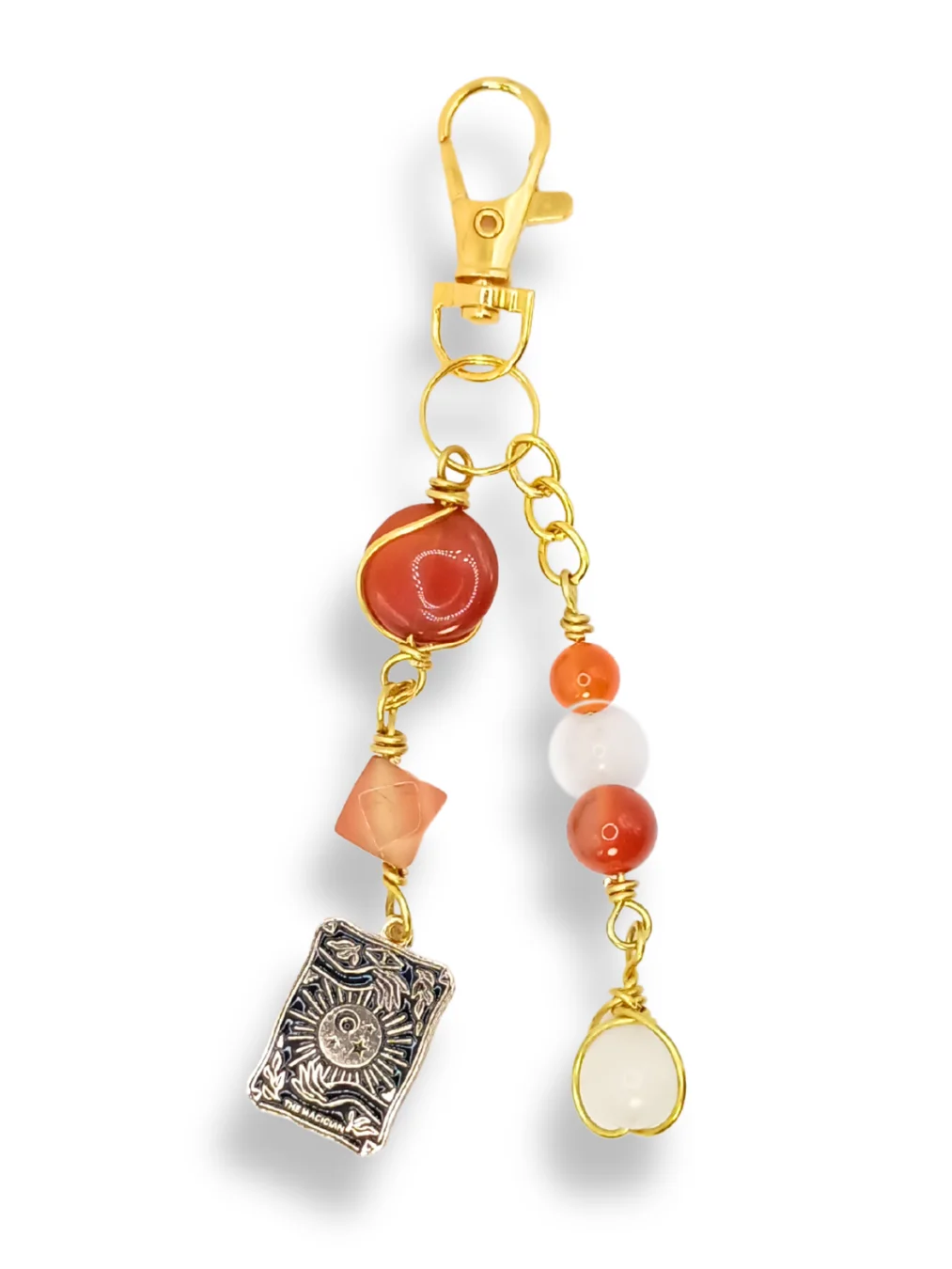 Manifesting Purse Charm | Carnelian & Magician Tarot, Gold-Tone | "Alchemist’s Touch" product image (1)