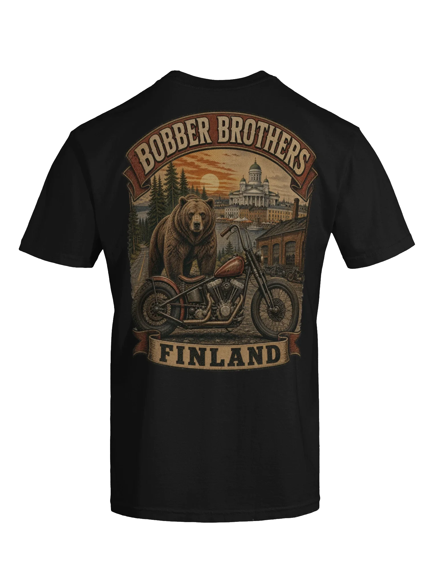 Finland motorcycle t-shirt design by Bobber Brothers