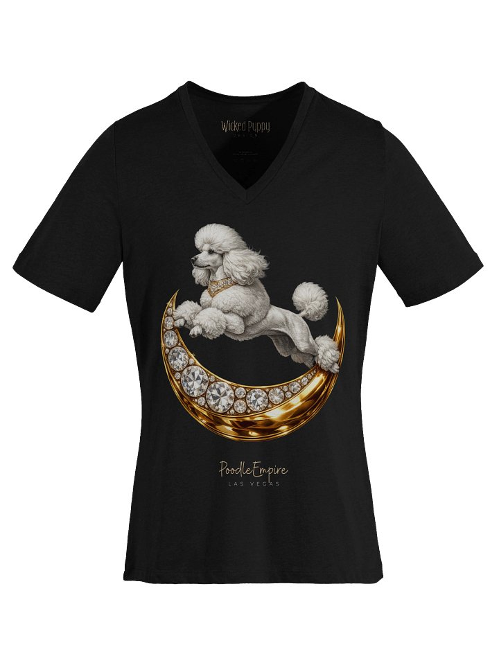 Moon White Poodle V-Neck Tee | Poodle Empire product image (2)