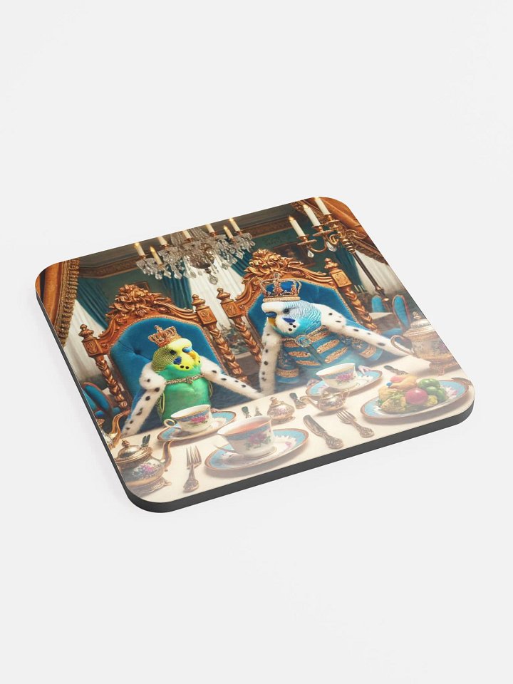 Perch & Sip – Glossed Cork Coaster with Parakeet Art 11 product image (2)
