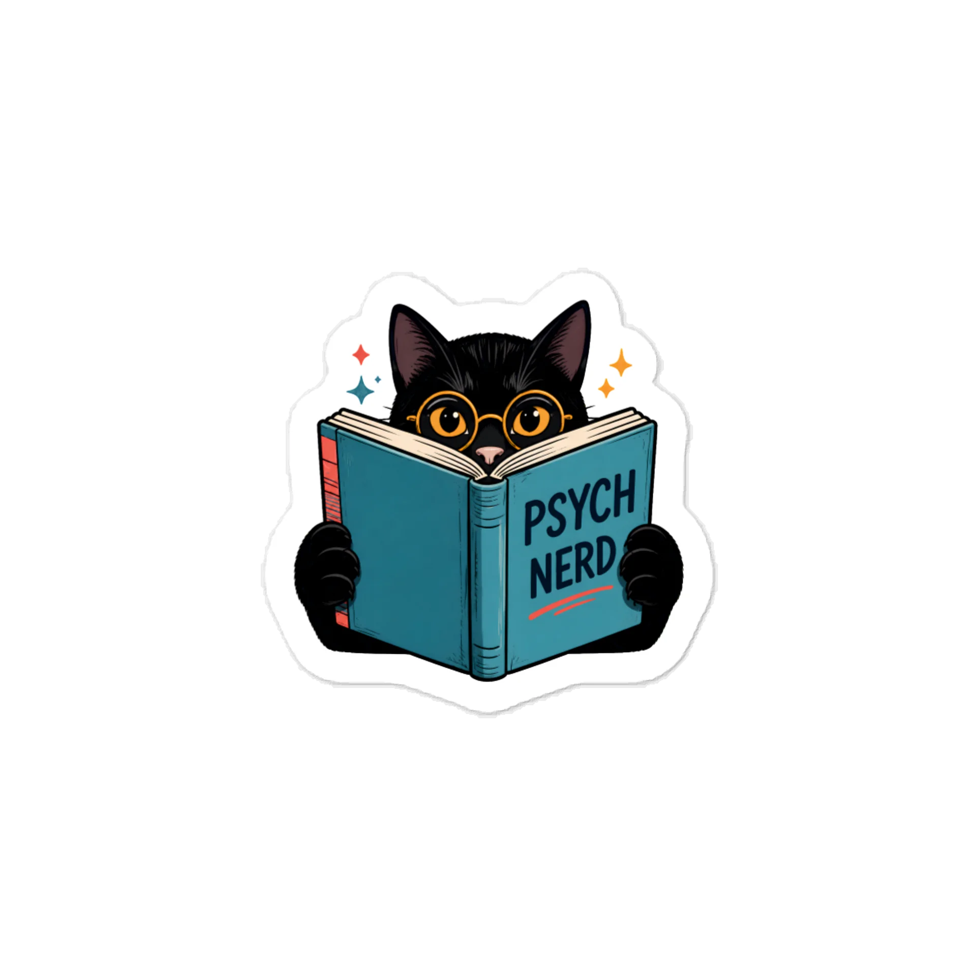 PSYCH NERD READING CAT | PSYCHOLOGY VINYL STICKER product image (1)