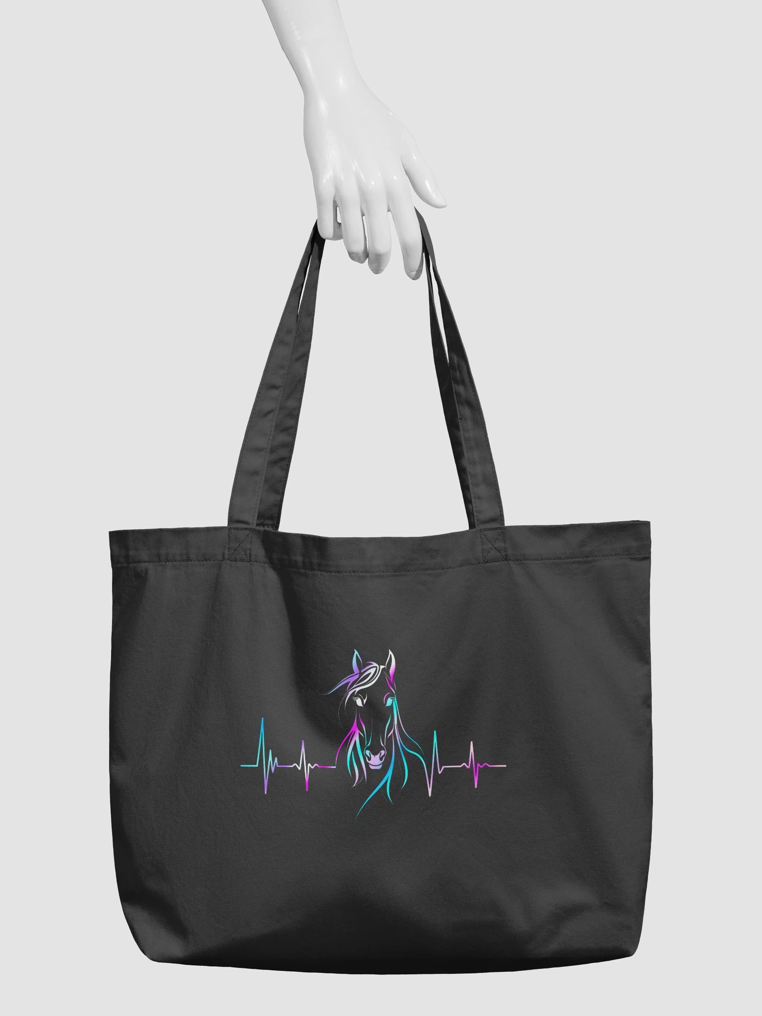 Horse Heartbeat Colorful Tote Bag | Equestrian Horse Lover Bag product image (3)