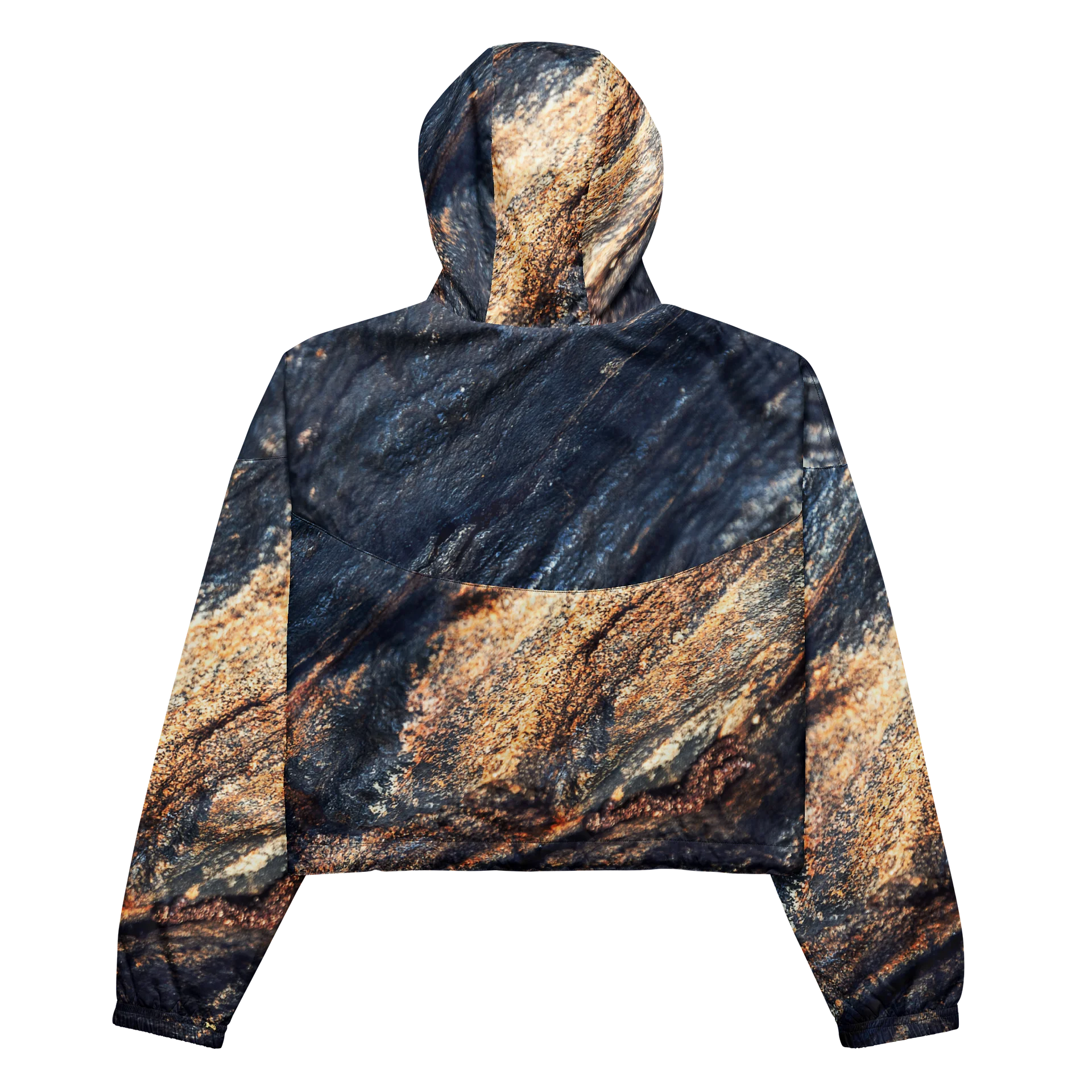 Obsidian Vein Women's All-Over Print Dark Mineral Cropped Windbreaker product image (5)