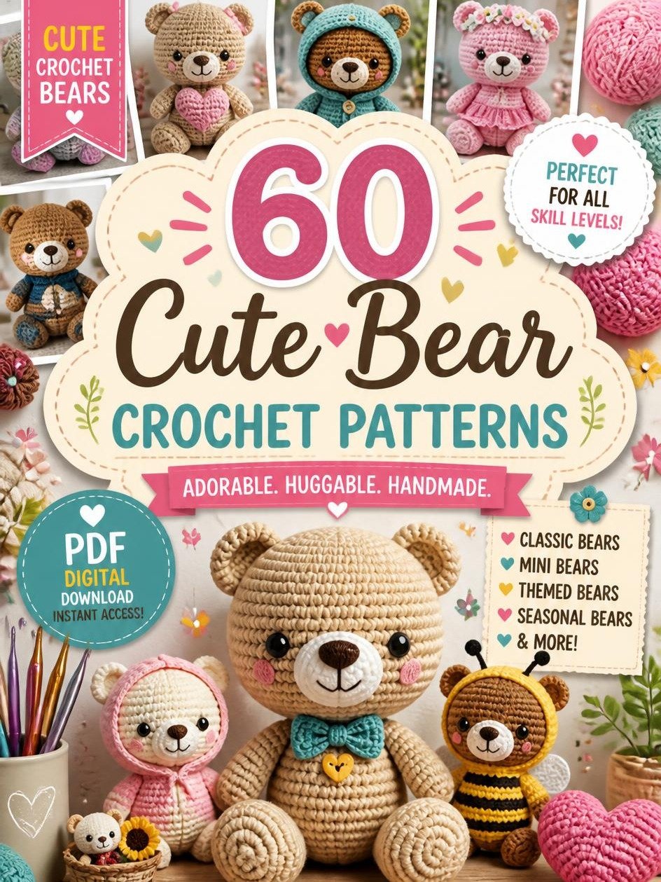 60 Easy Bear Crochet Patterns | Cute DIY Amigurumi Teddy Bear Bundle (PDF Download) product image (2)