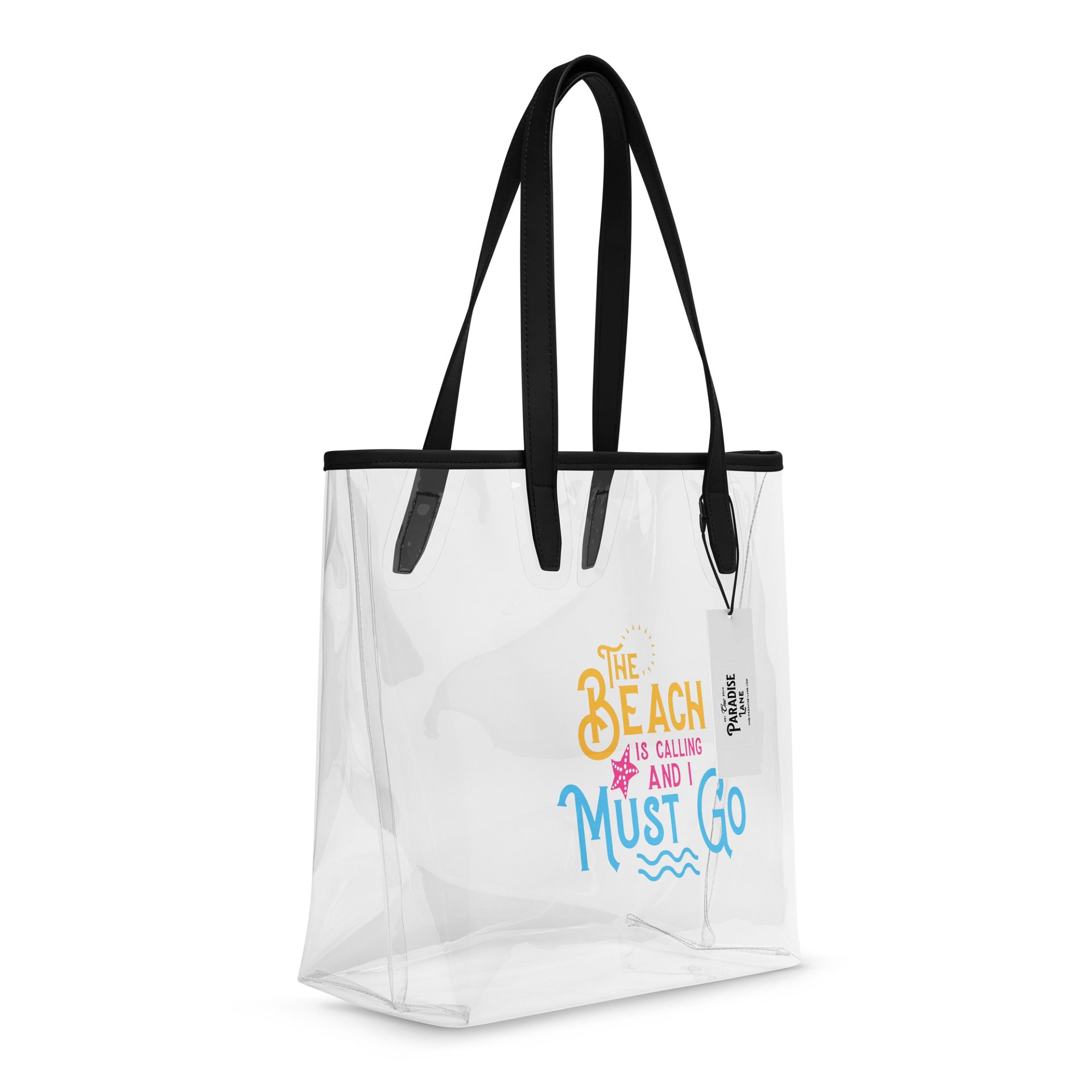 Clear Beach Tote – “The Beach Is Calling and I Must Go” product image (6)