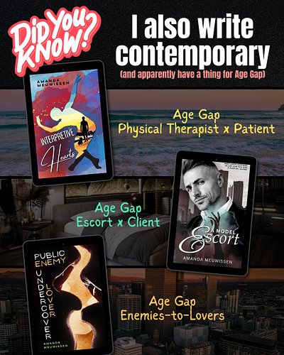 Did you know I also write contemporary romance (and apparently have a thing for Age Gap, lol)?

🩺Physical Therapist x Patient...