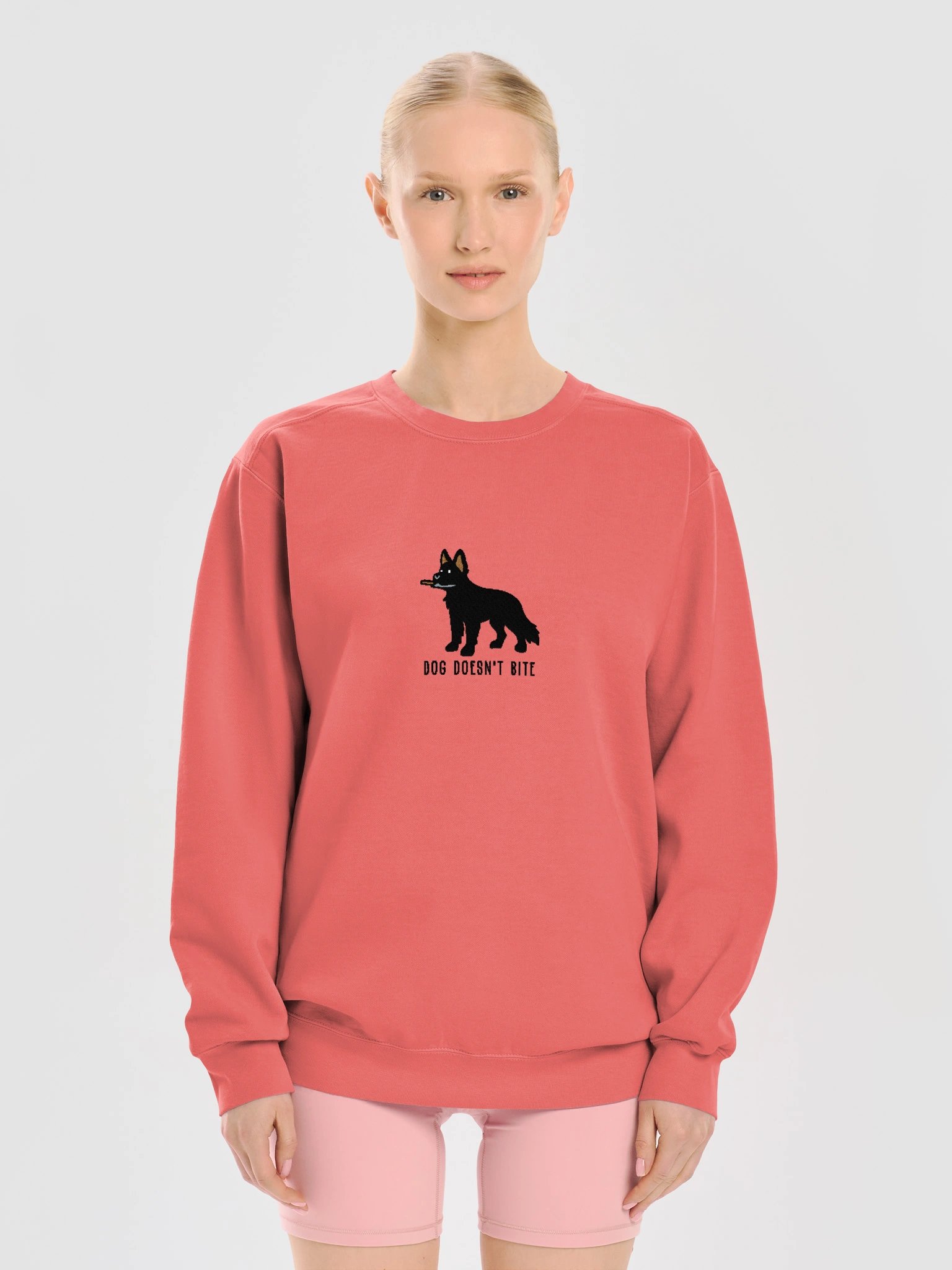 Dog Doesn't Bite Funny Chibi-Style Embroidered Premium Sweatshirt for German Shepherd(Black) Owners product image (21)