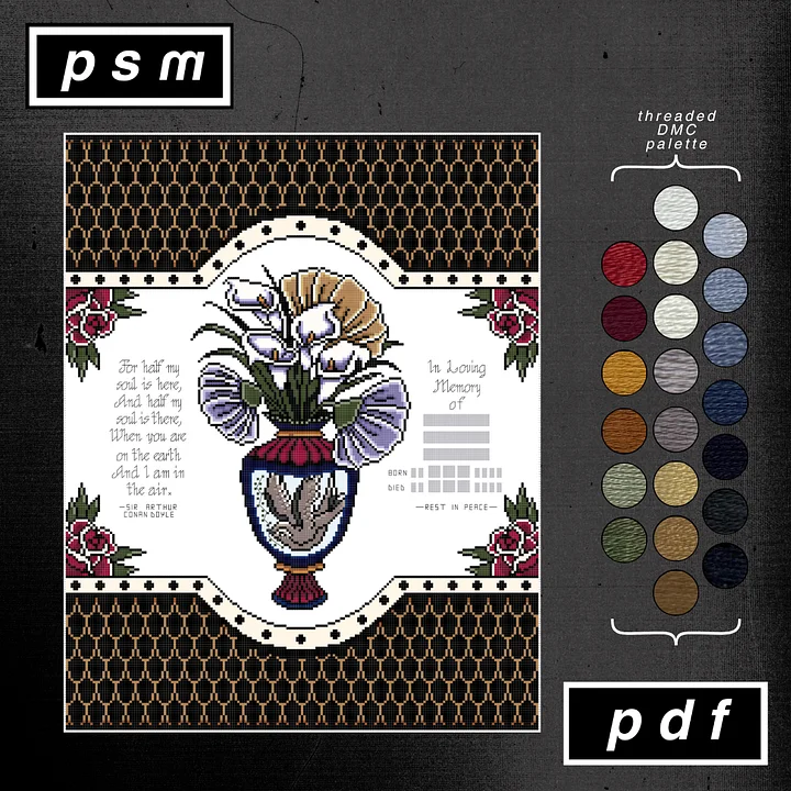 Calla Lily Mourning Vase with Frame DIY Customizable Pattern Set product image (1)