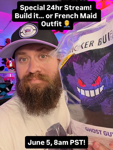 Are you READY!? 👻 If I fail to build the @brickerbuilds “Ghost Guy” in 24hrs, I have to do a French Maid cosplay! 🤦‍♂️

Start...