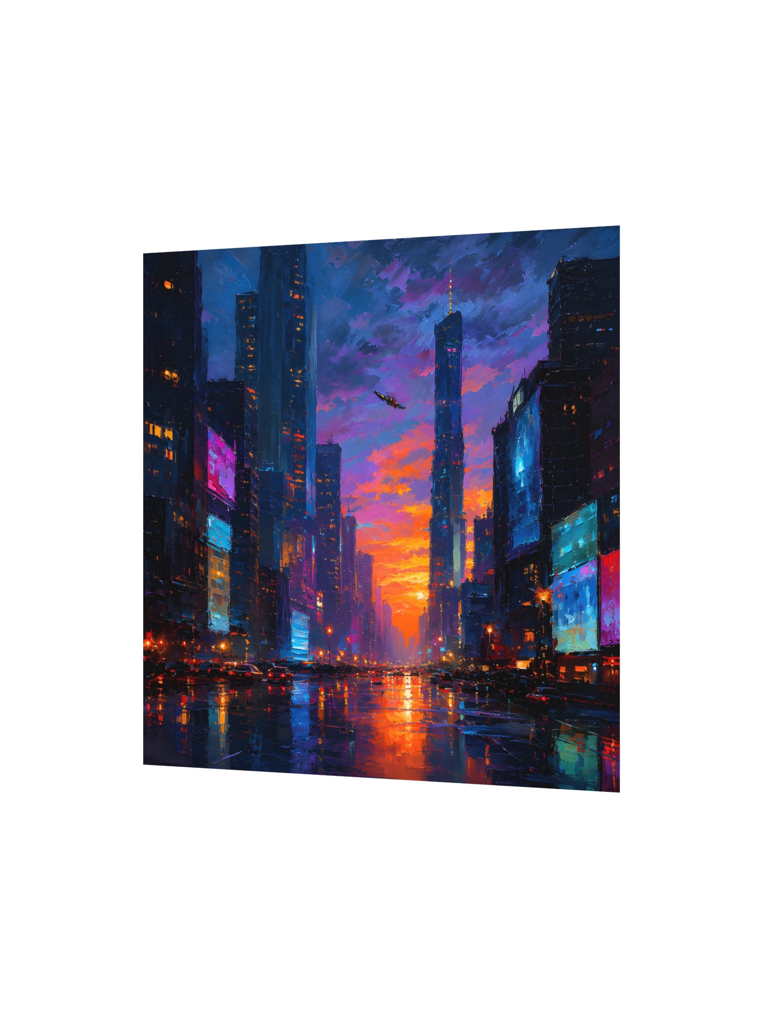 Neon Metropolis: Futuristic Cityscape at Dusk - Cyberpunk Wall Art product image (3)