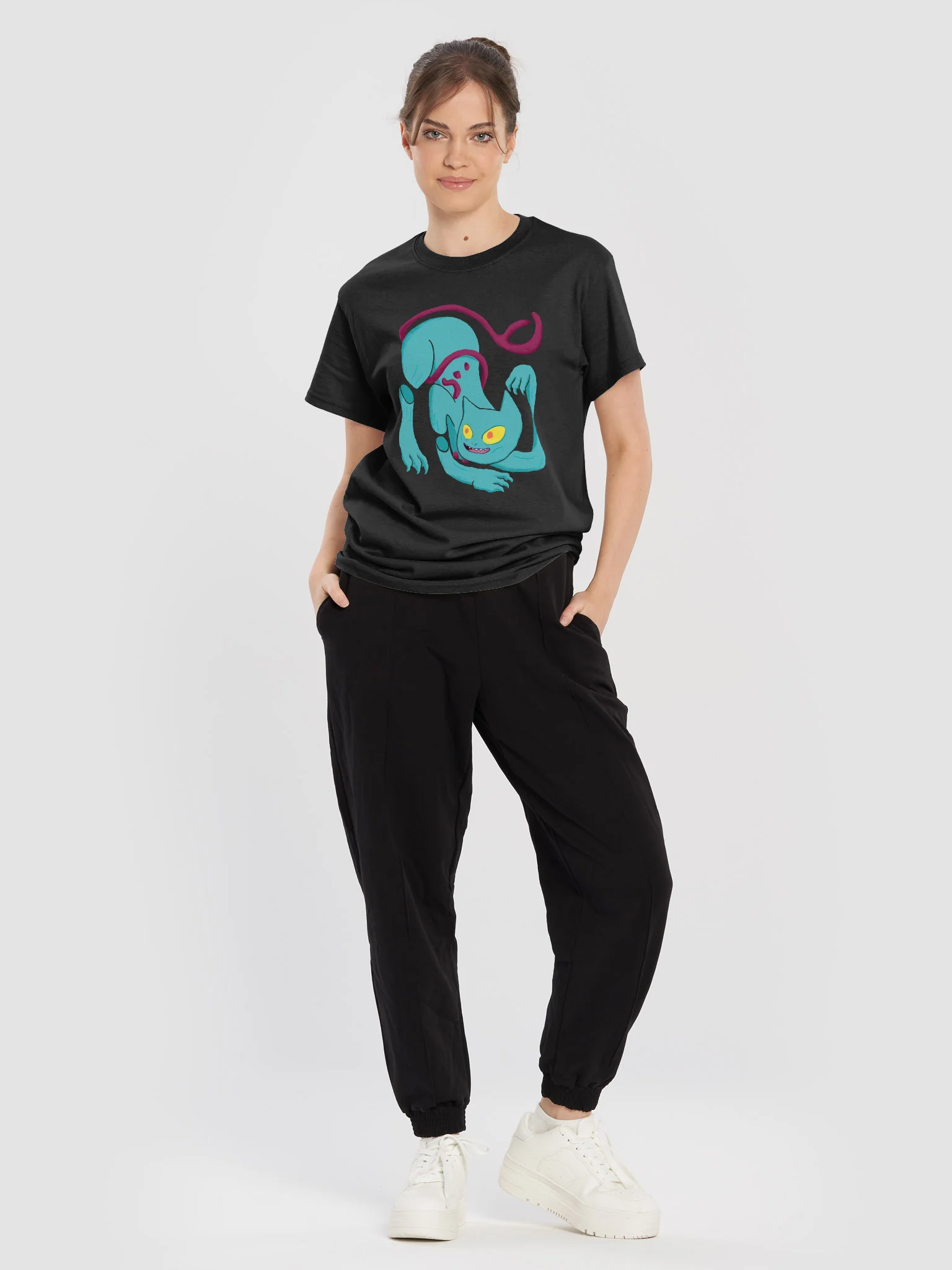 Demon Cat With Text on the Back Classic T-Shirt Multicolor product image (6)
