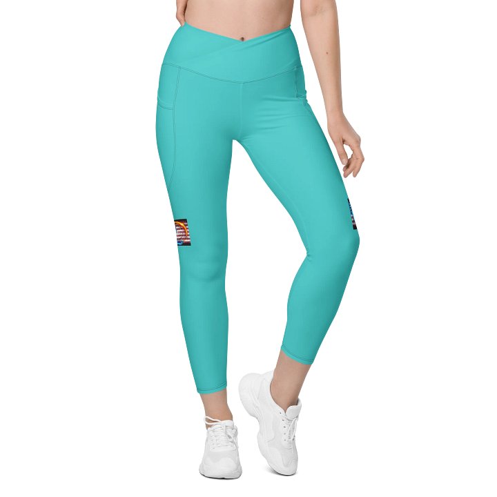 Leggings w pockets small logo turquoise product image (1)