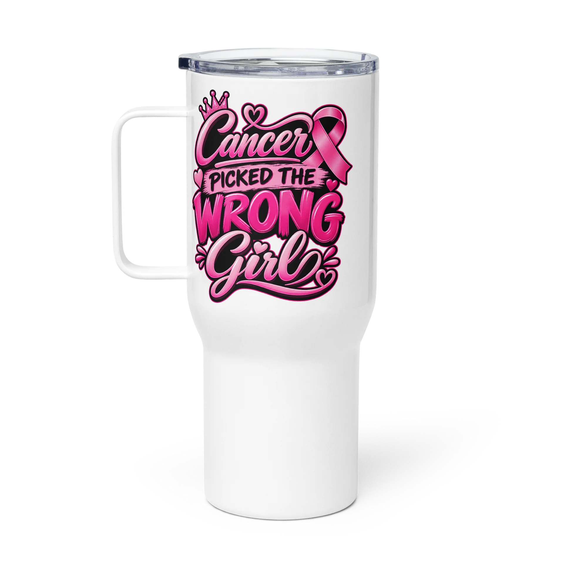 Cancer Picked the Wrong Girl Pink Muscle Travel Mug product image (1)