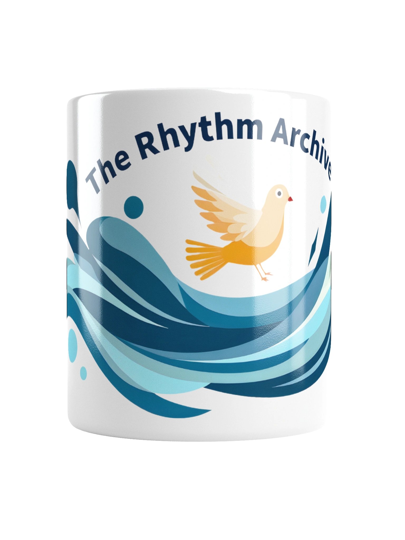 "Golden Bird Wave" White Glossy Mug product image (1)