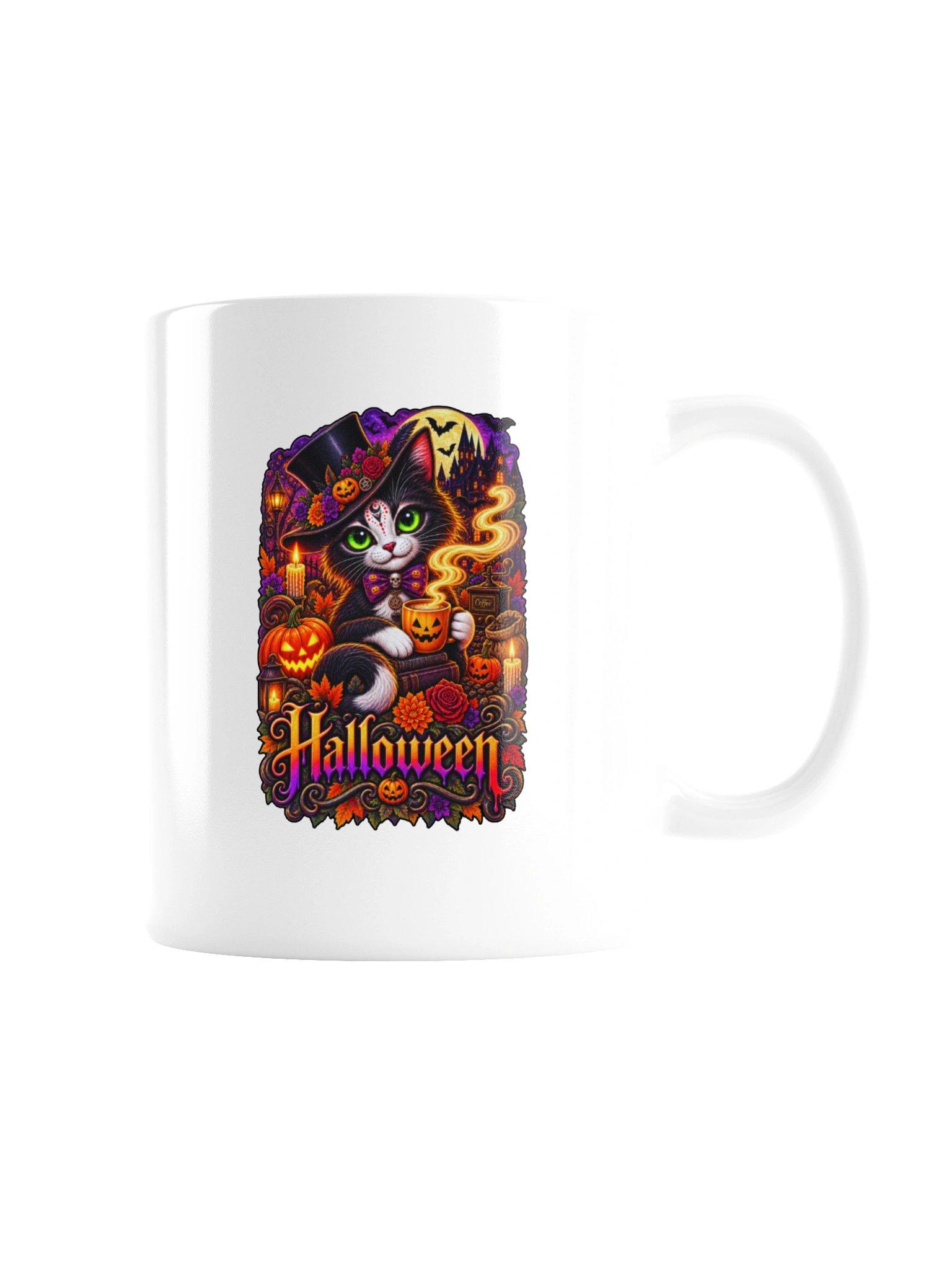 Black Cat Halloween Mug – Witchy Cat Coffee Cup product image (7)