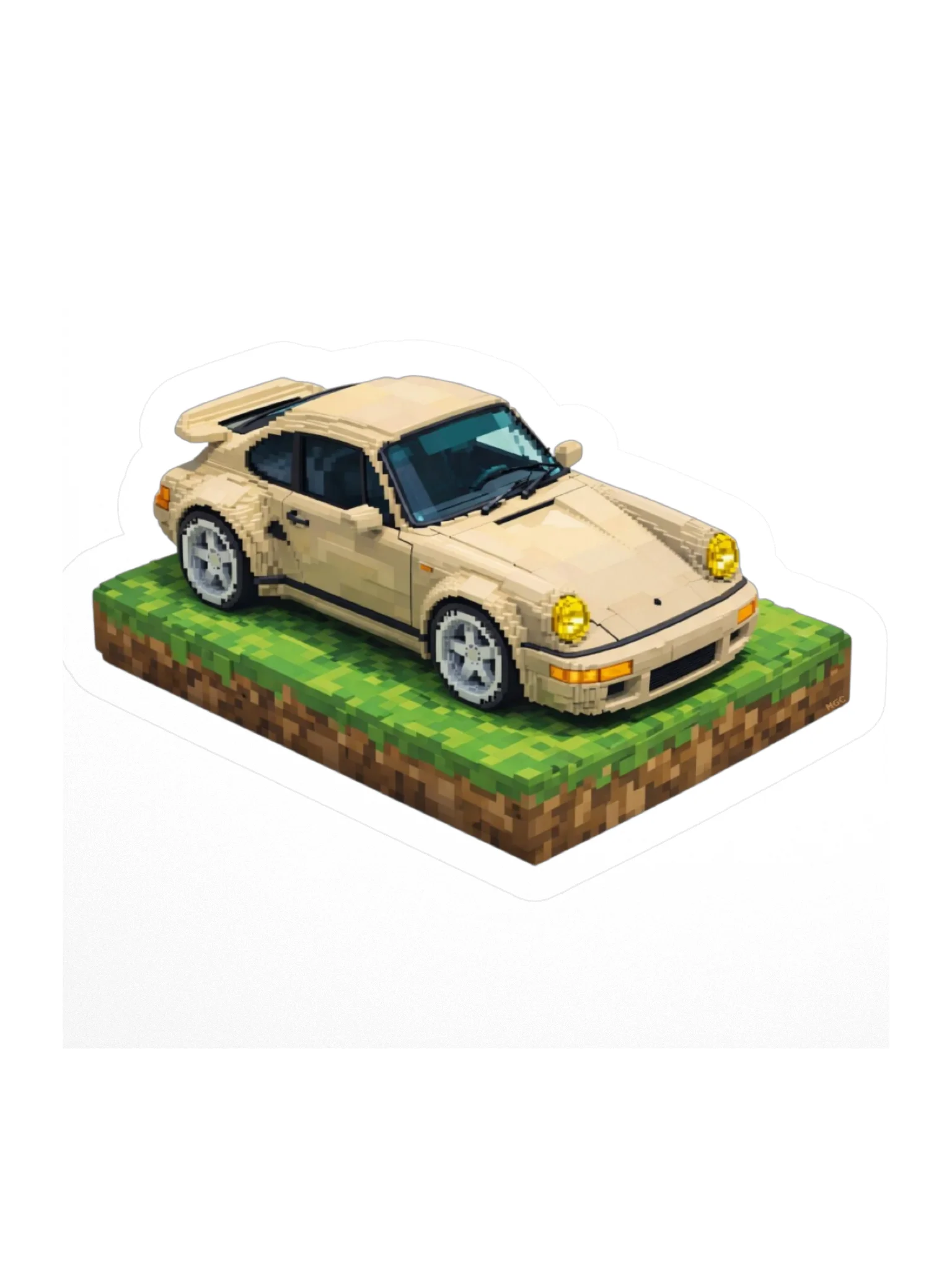 Grey Porsche 964 Ruf Automobile Ultimate "Wolf" Voxel Art Sticker (Pixel, Retro, Minecraft) product image (1)