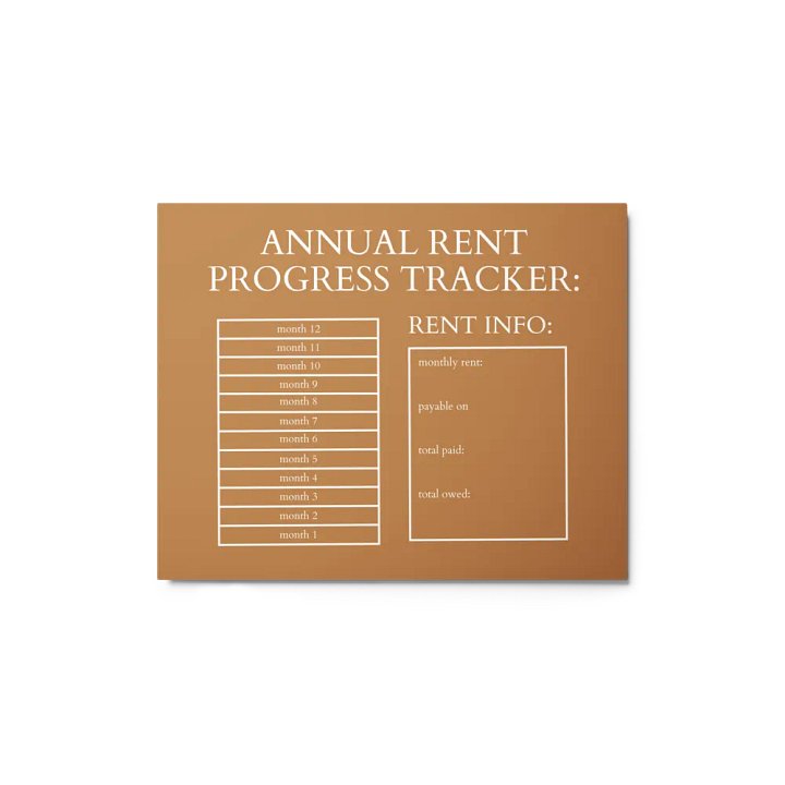 HIGHFALUTIN ANNUAL RENT TRACKER (white design 14) product image (1)