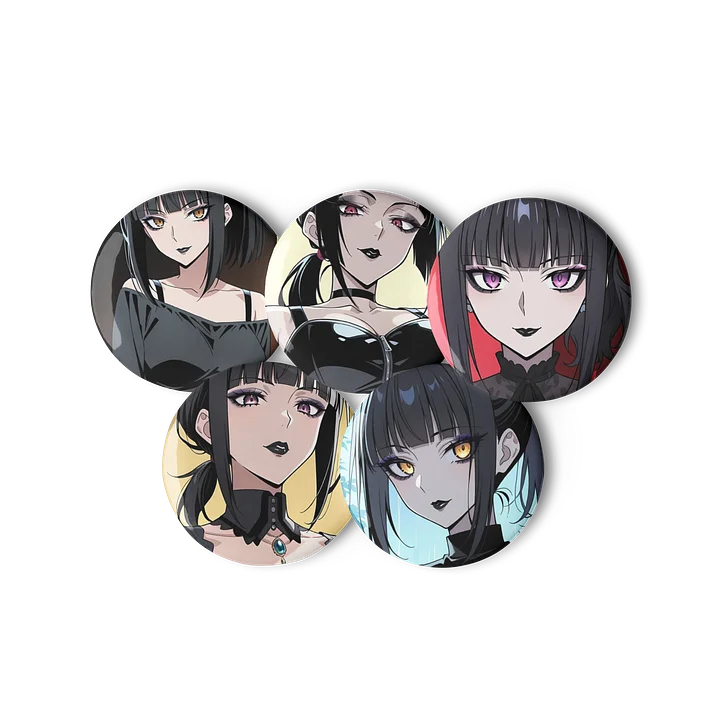 Luna Rain Original Character Emo Pin Button Set 5-Pack | Golden Eyes Rain Aesthetic Mysterious Soul product image (2)