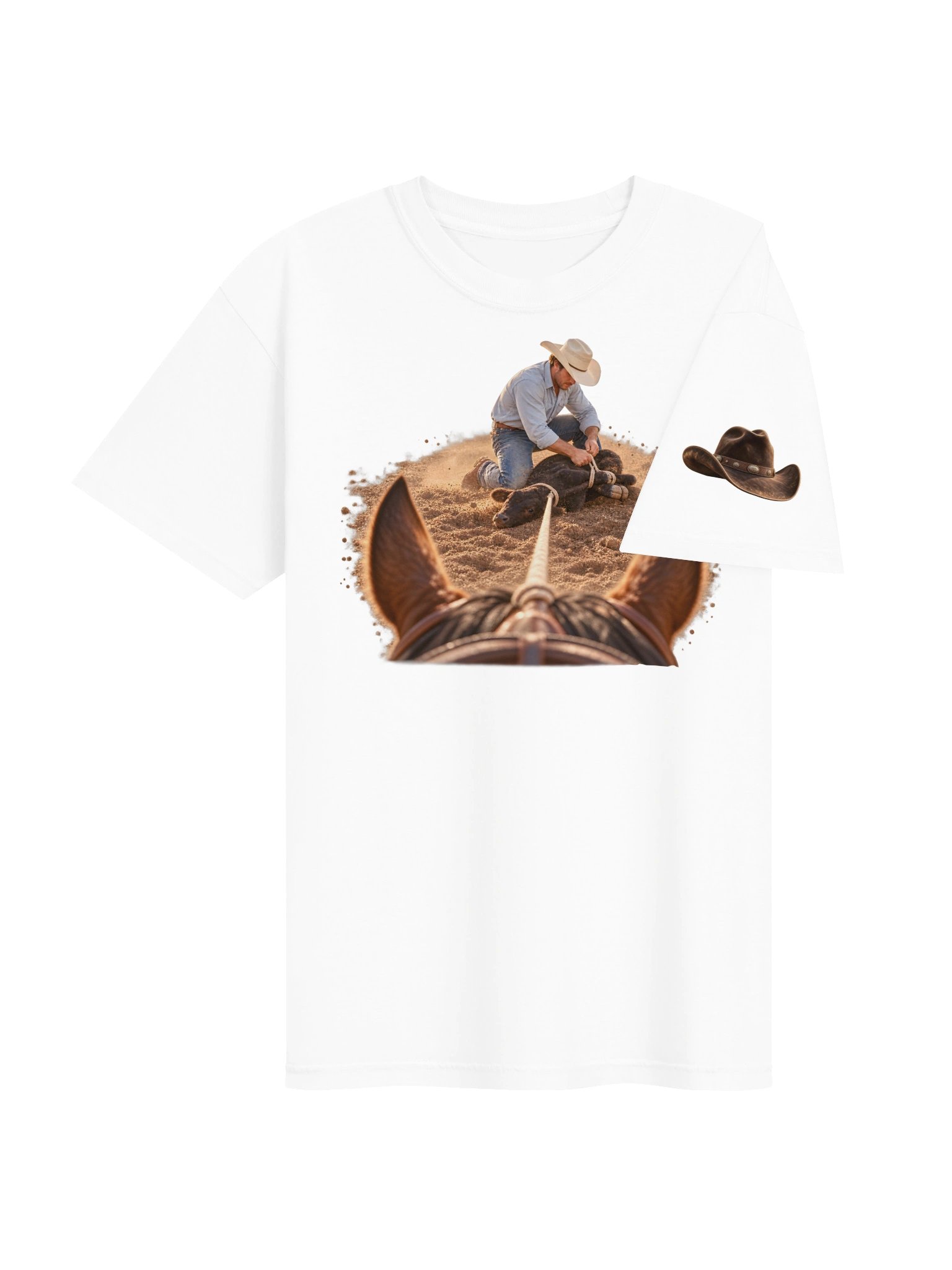 Calf Roping Rider’s View T-Shirt | BROKEN RODEO™ product image (6)