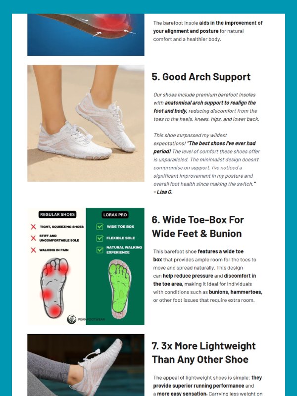 10 Reasons Advertorial Landing Page – High-Converting Barefoot Shoe Template product image (2)