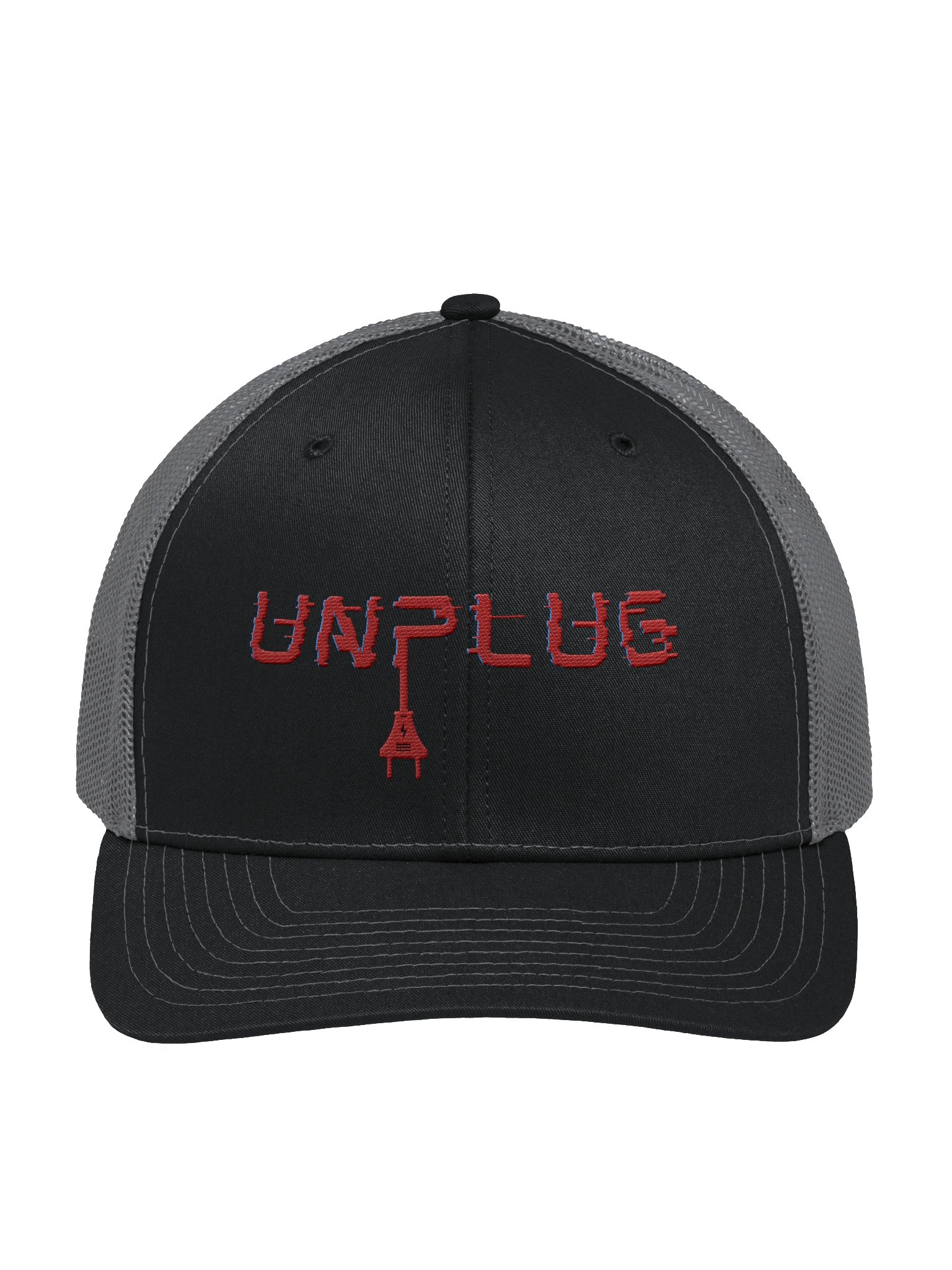 UNPLUG Text Logo Embroidered Trucker Hat product image (1)