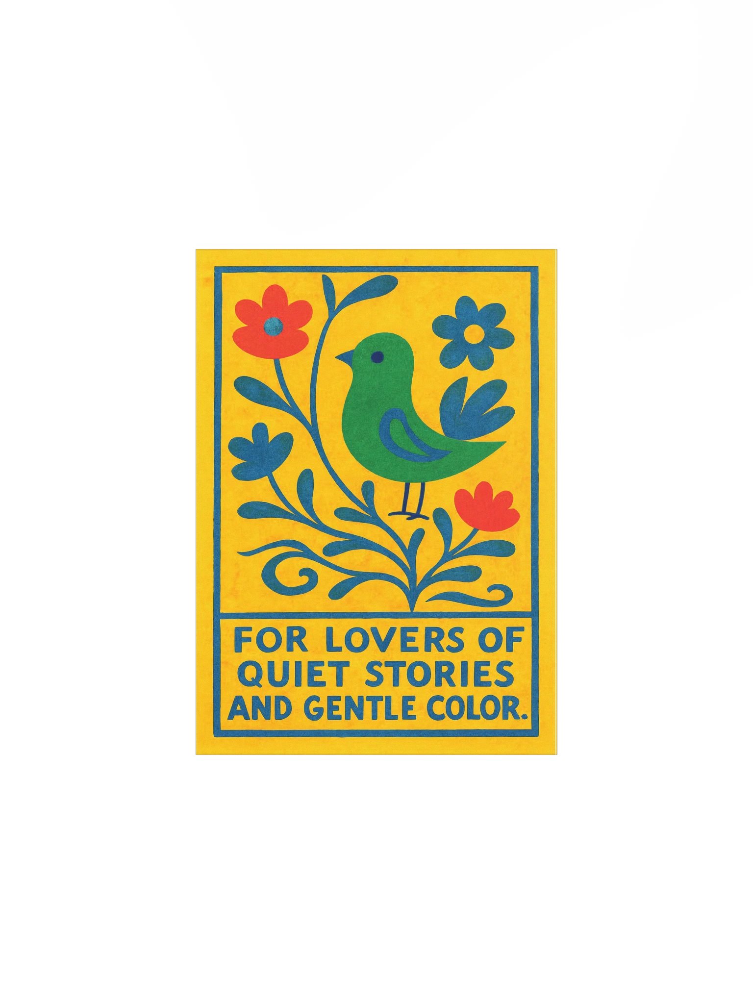 Quiet Bird & Floral Poster – Yellow Background with Gentle Color and Story – by M-Art & Design - Printed Poster product image (1)
