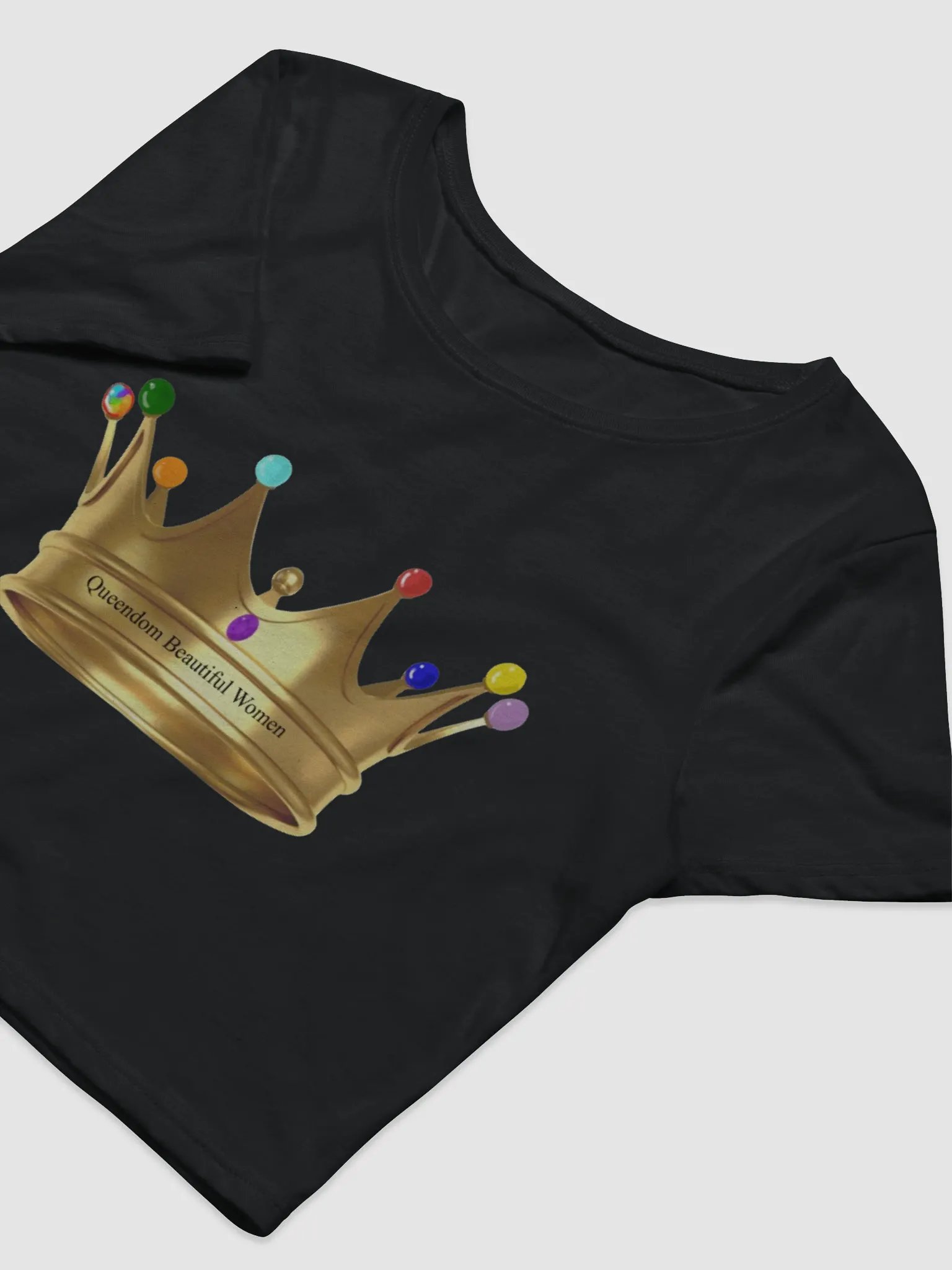 Queendom Beautiful Women Gemstone Crown Crop Tee/ Black (TM) product image (4)