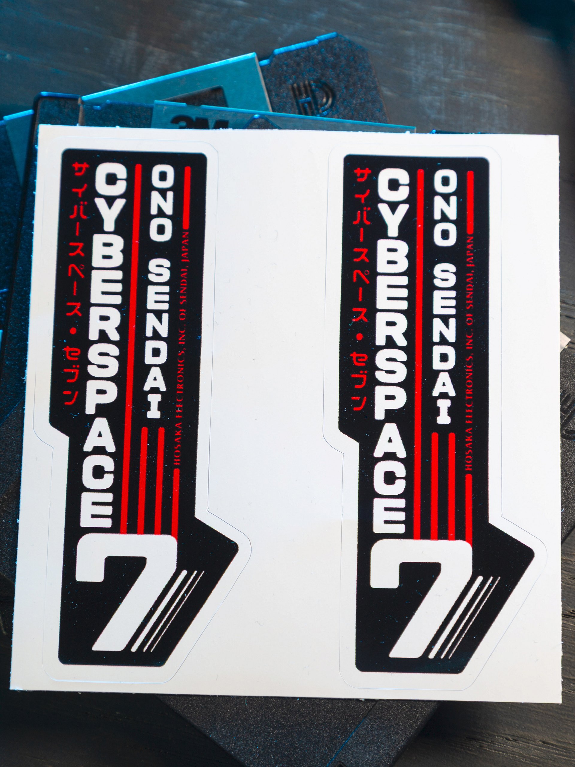 Hosaka Ono-Sendai Cyberspace 7 Stickers (vertical/white on black) product image (1)