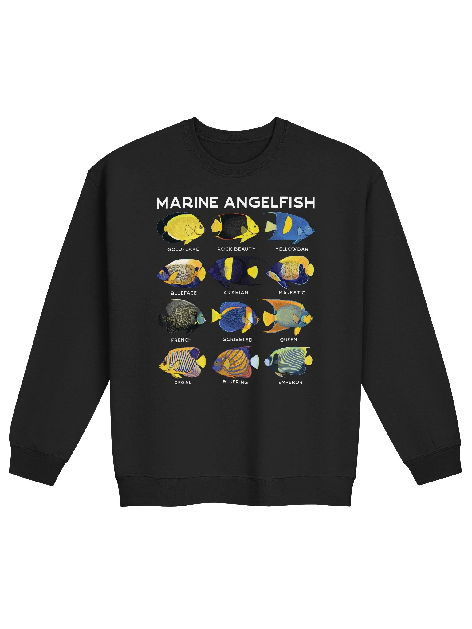 Marine Angelfish Identification Chart Sweatshirt for Reef Aquarium Lovers product image (5)