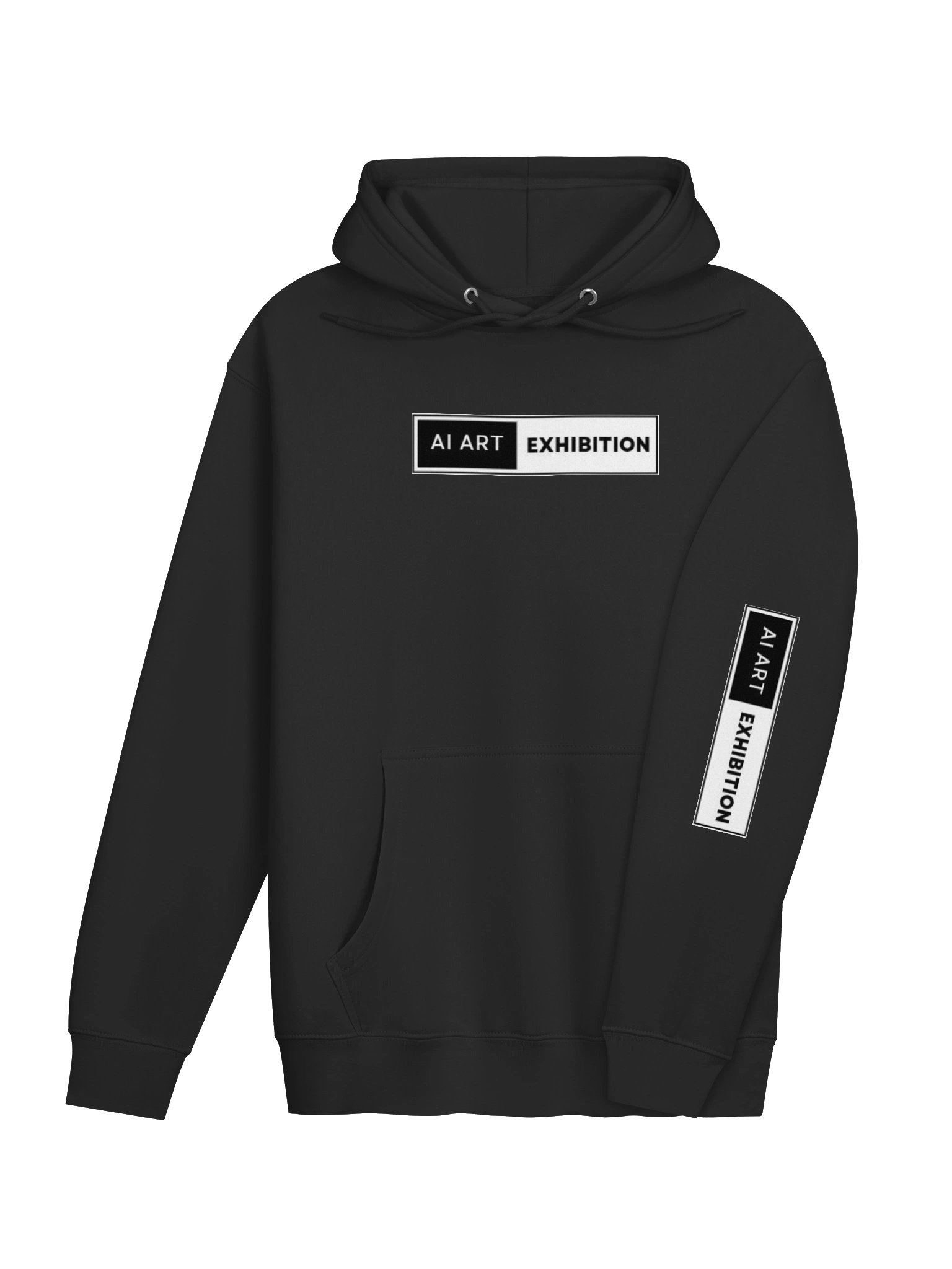 Women White "AI ART EXHIBITION BOX LOGO" premium pullover hoodie product image (4)