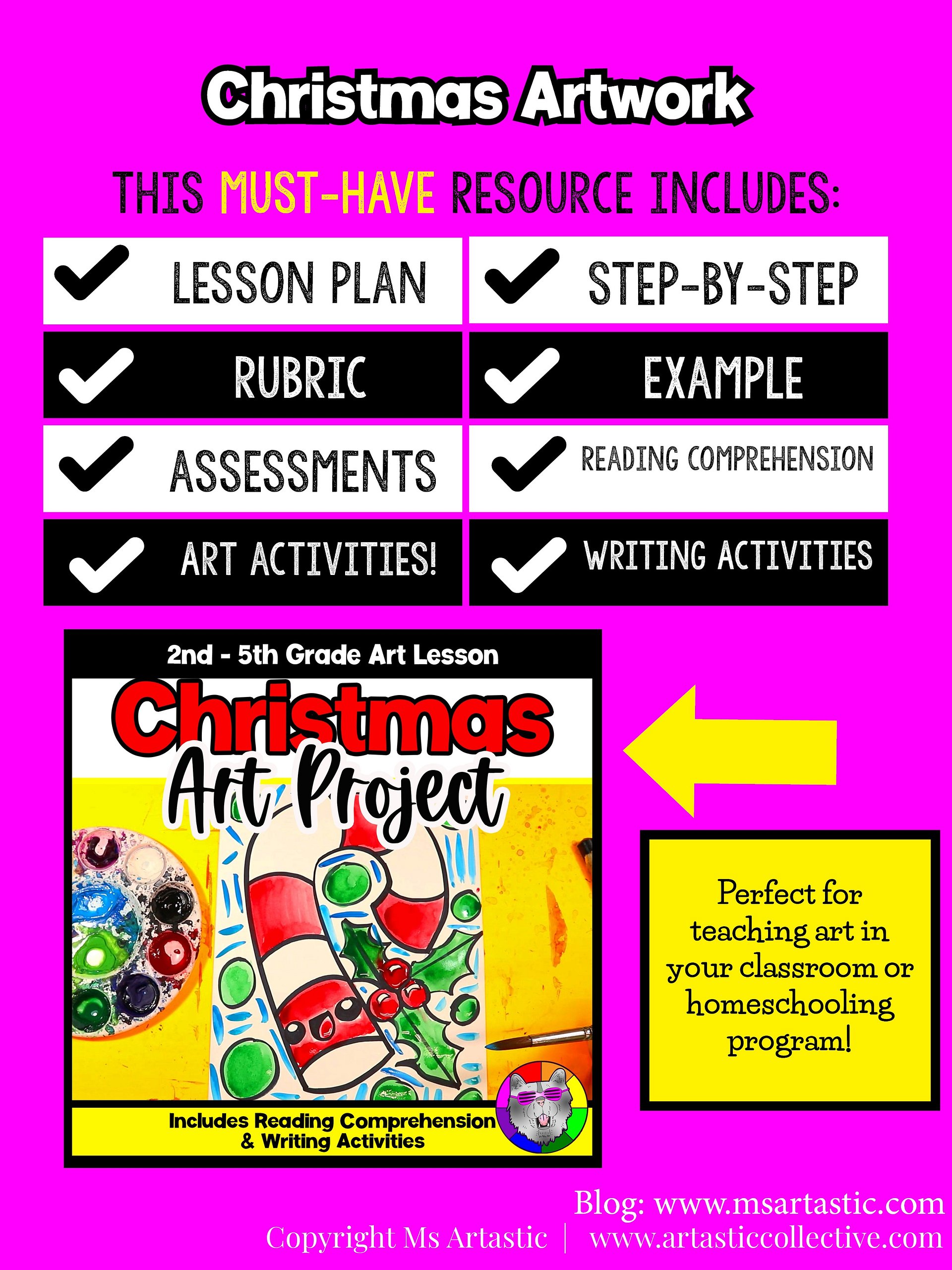 Christmas Art Project Candy Cane Art Lesson Christmas Art Activity December Art product image (5)