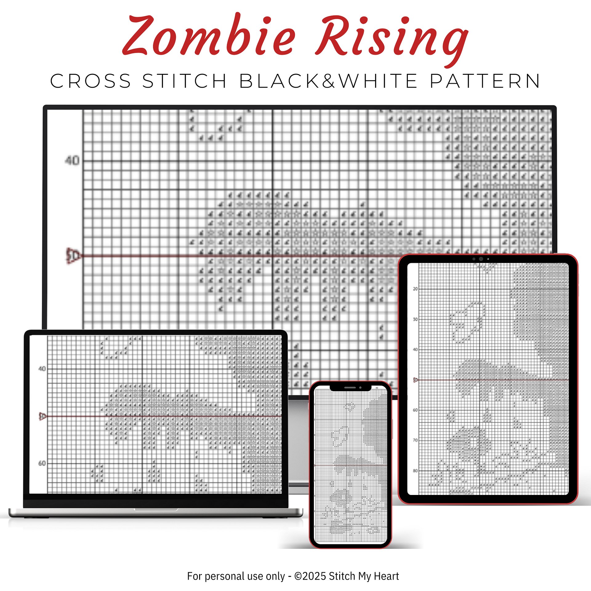 Zombie Rising Cross Stitch Pattern product image (4)
