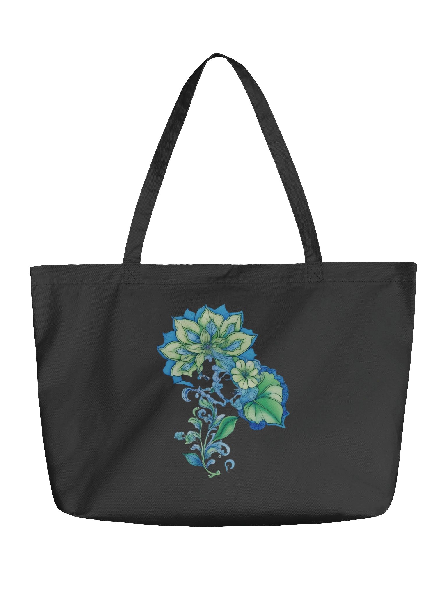 Cool Blue Florals - Eco-conscious Organic Cotton Tote product image (1)