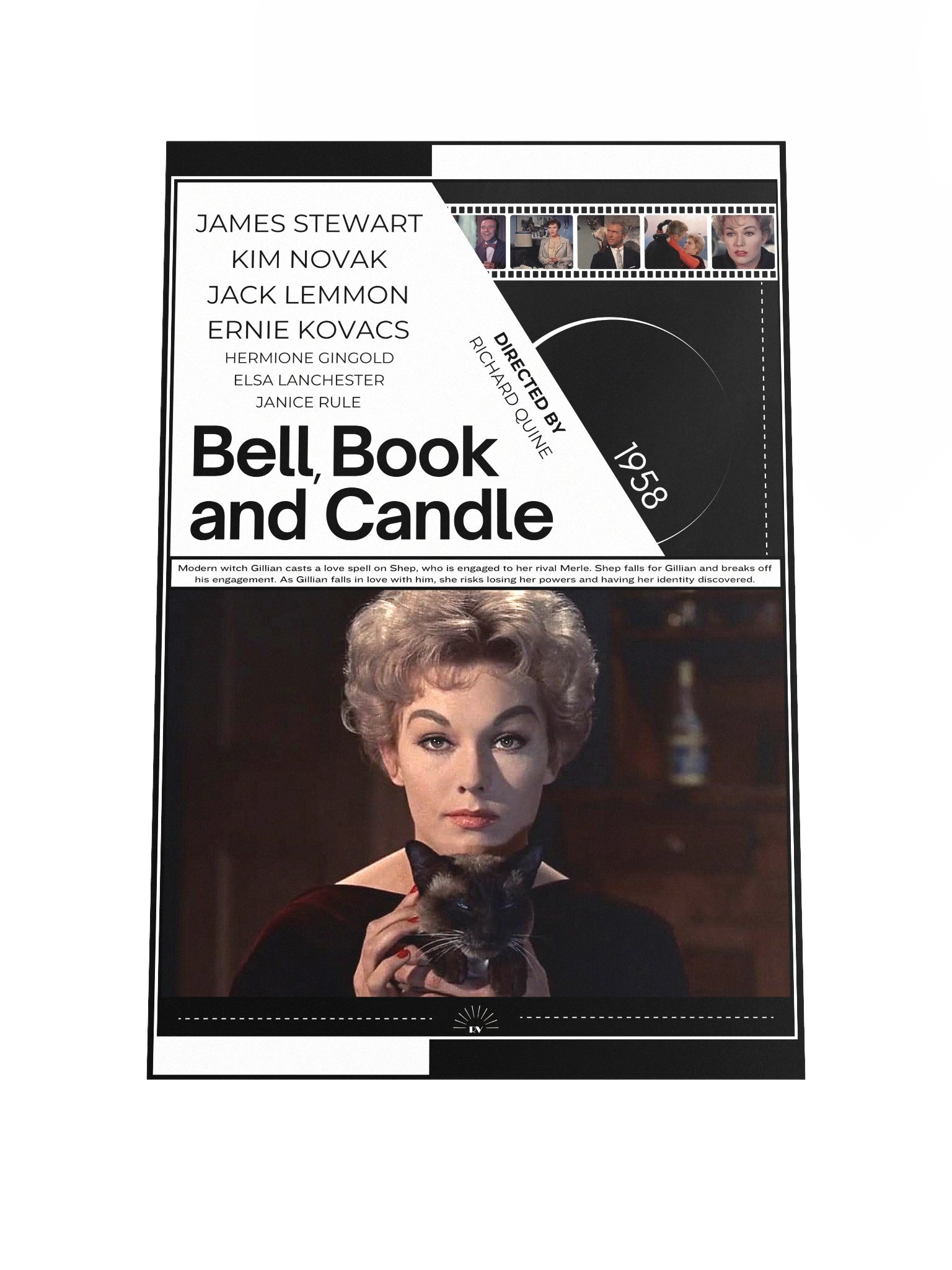 Bell, Book and Candle with James Stewart and Kim Novak 1958 | Movie Poster | 12x18 Wall Art product image (1)