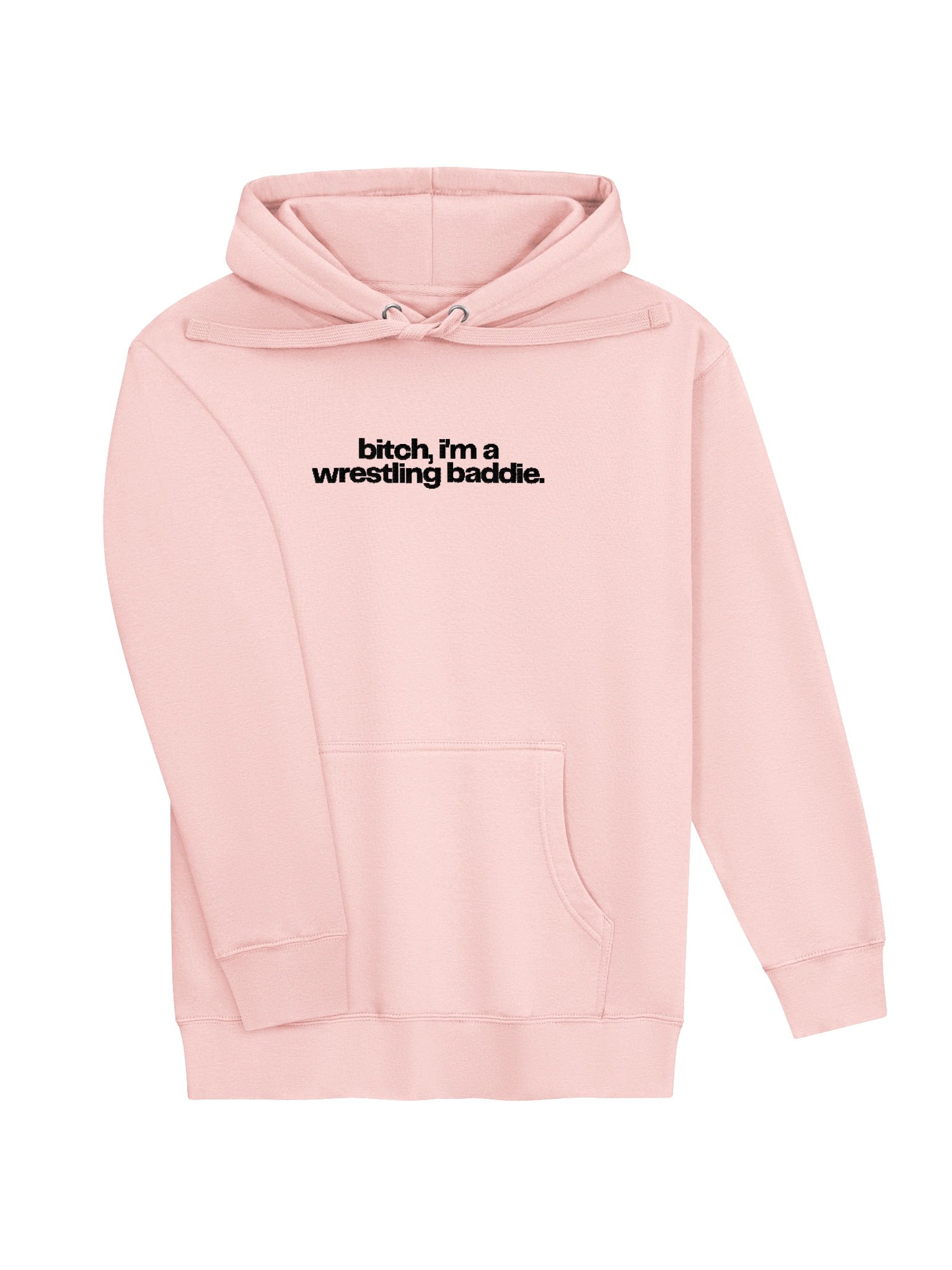 bitch, i'm a wrestling baddie embroidered hoodie (black font) product image (3)