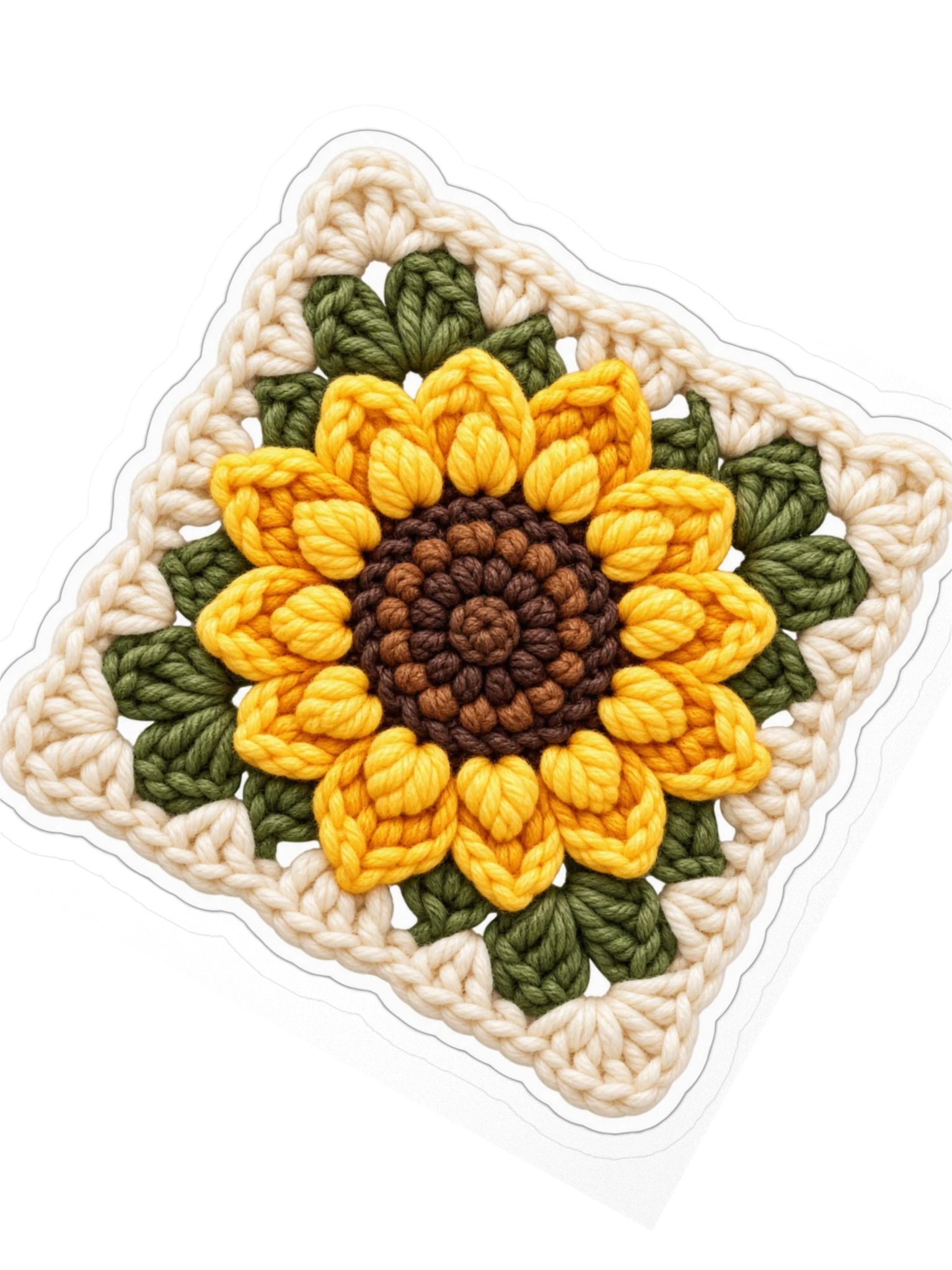 Sunflower Granny Square Sticker | Crochet Flower Water Bottle Sticker product image (2)