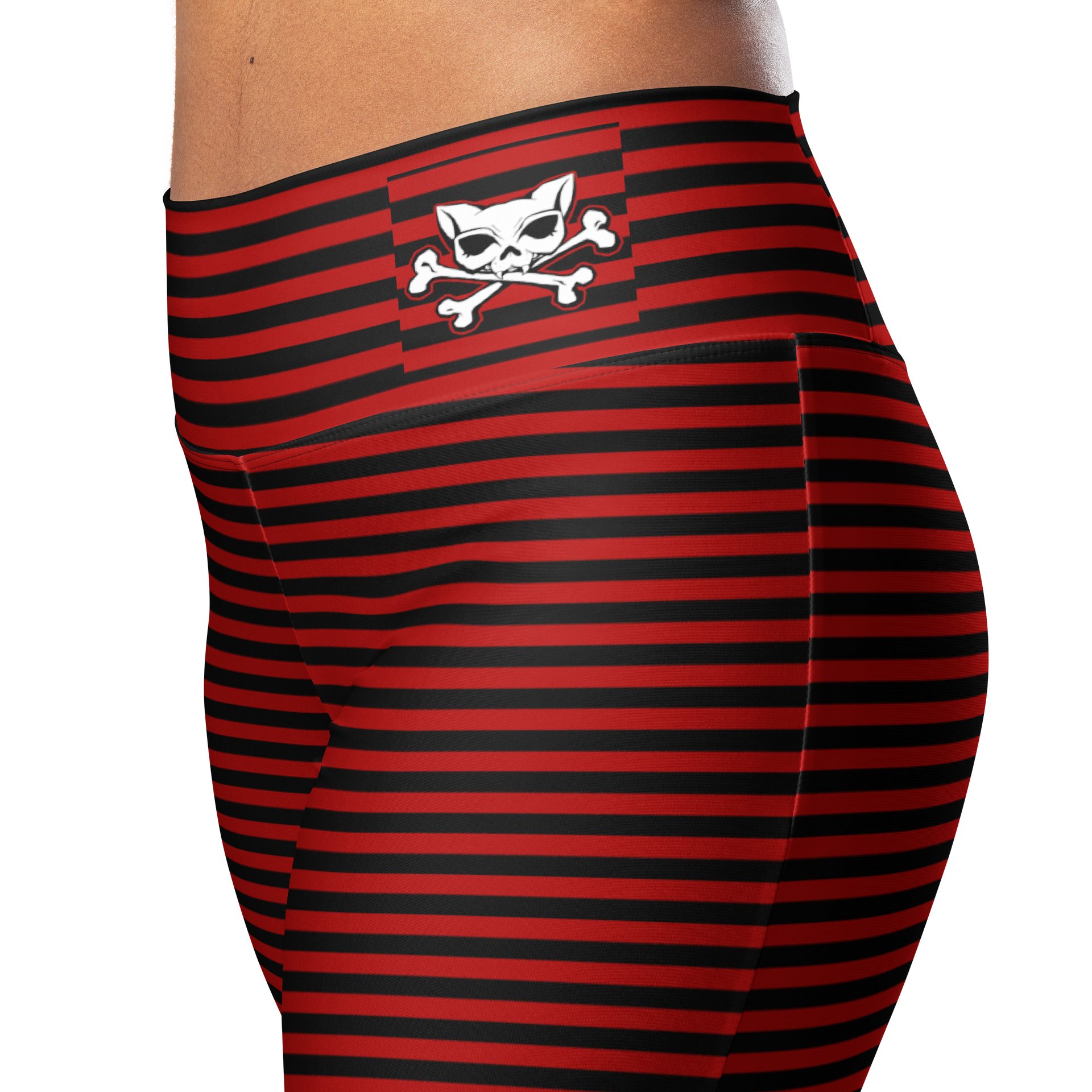 Red and Blaque Stripped Kat Skull Flares product image (5)