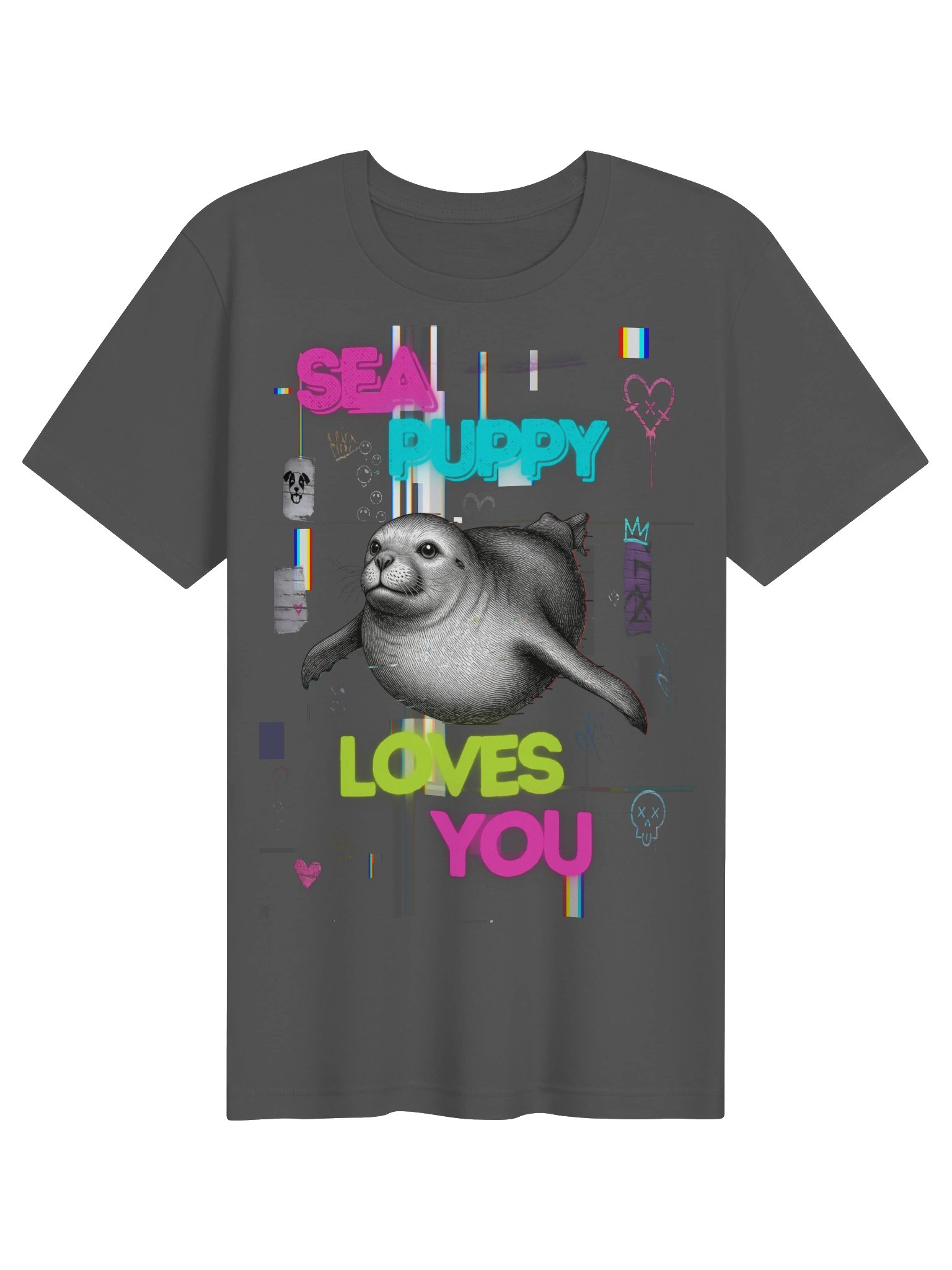 Sea Puppy Loves You Neon Collage Tee product image (4)
