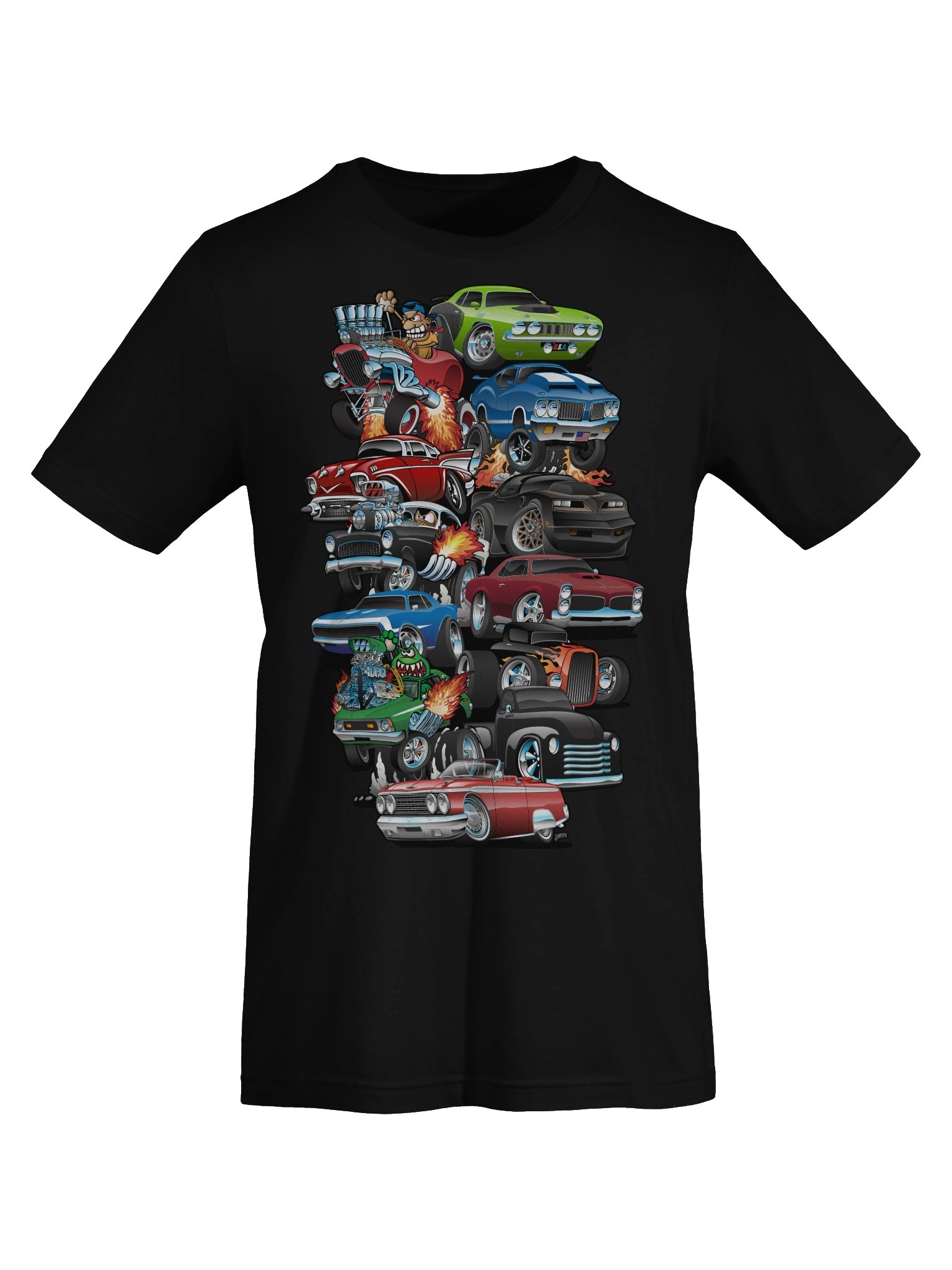 Car Madness! Muscle Cars, Classic Cars and Hotrods Cartoon T-Shirt product image (4)